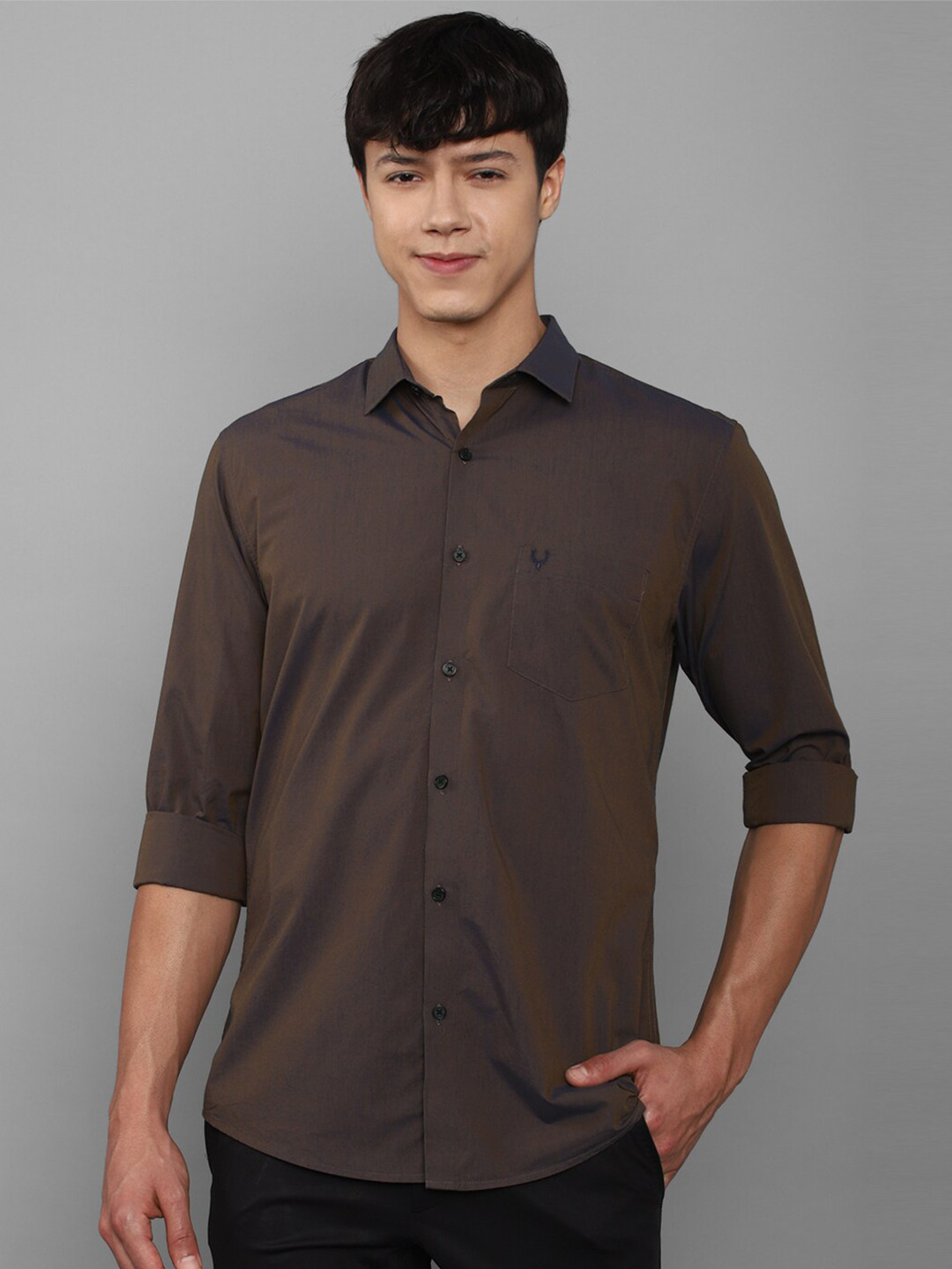 

Allen Solly Men Brown Slim Fit Pure Cotton Casual Shirt