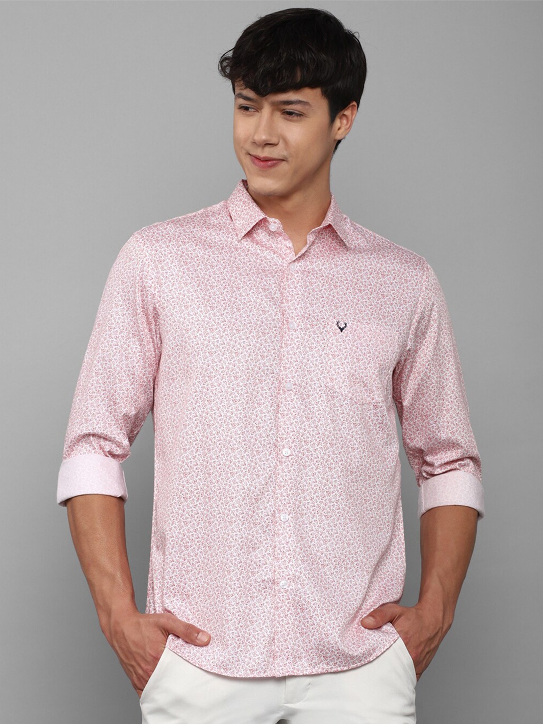 

Allen Solly Men Pink Slim Fit Floral Printed Pure Cotton Casual Shirt