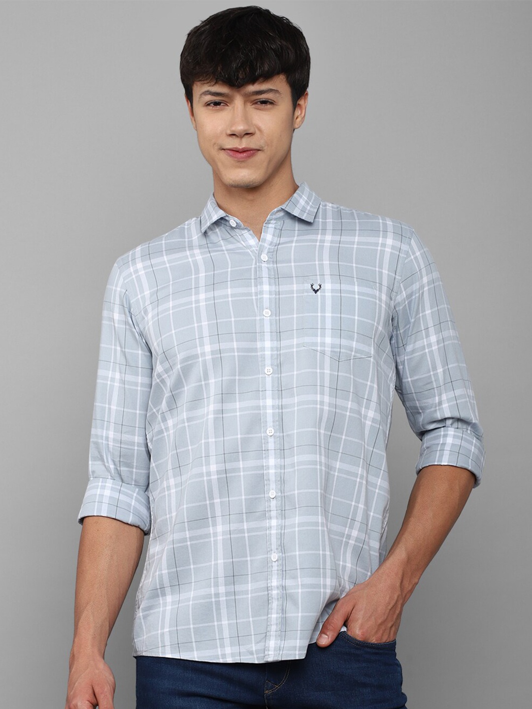 

Allen Solly Sport Men Grey Checked Pure Cotton Casual Shirt