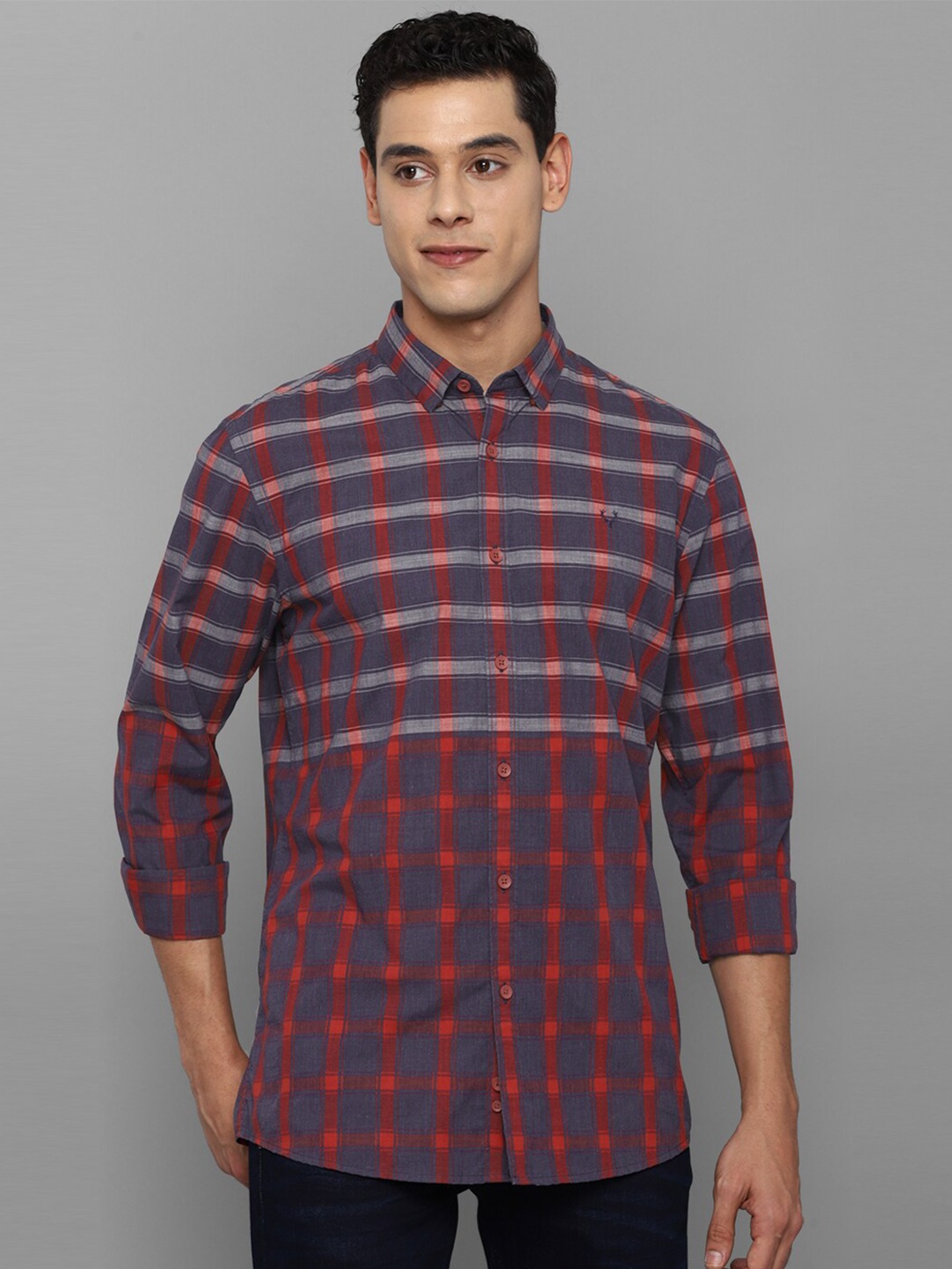

Allen Solly Sport Men Purple Checked Cotton Casual Shirt