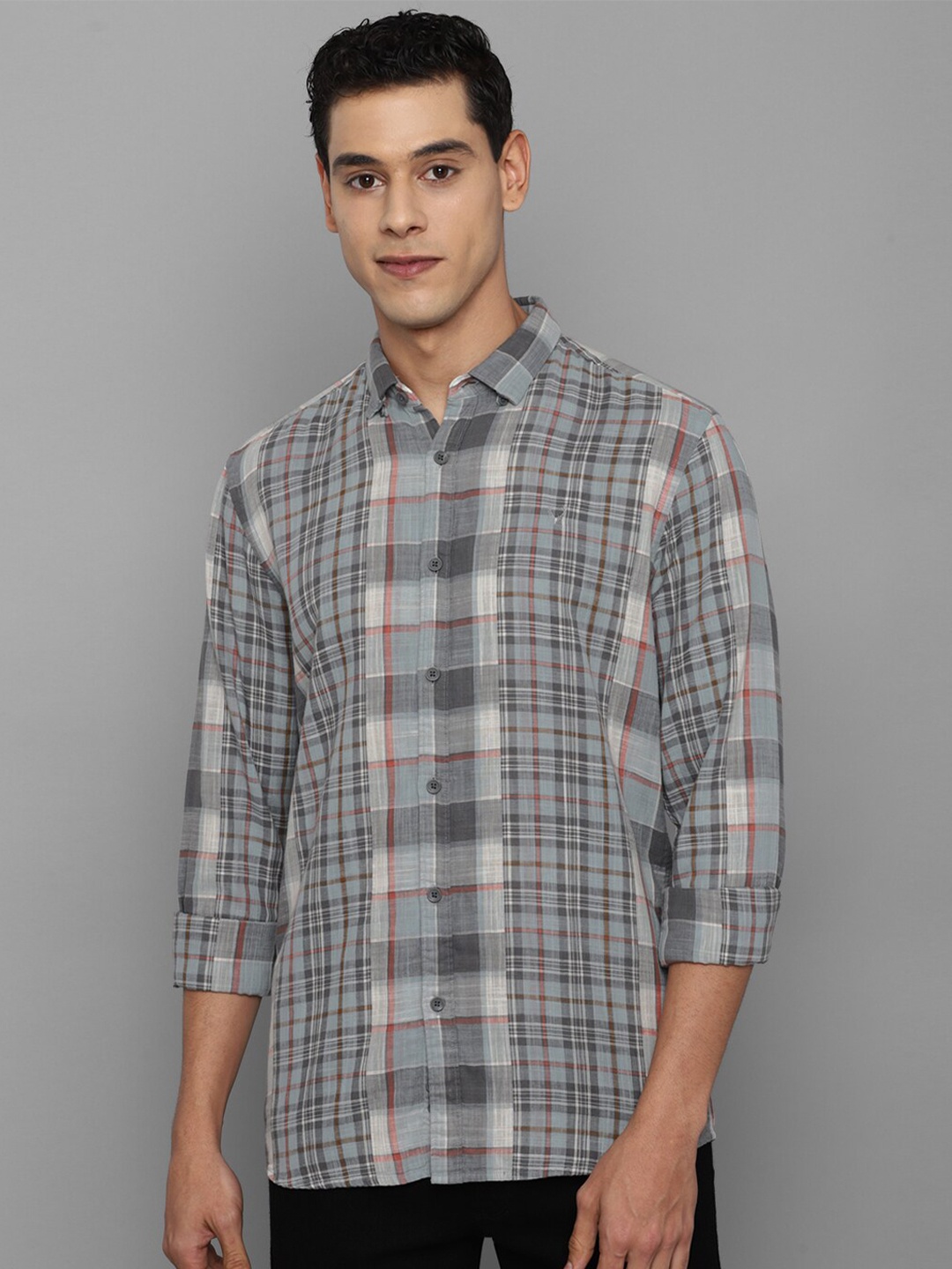 

Allen Solly Sport Men Grey Tartan Checks Pure Cotton Casual Shirt