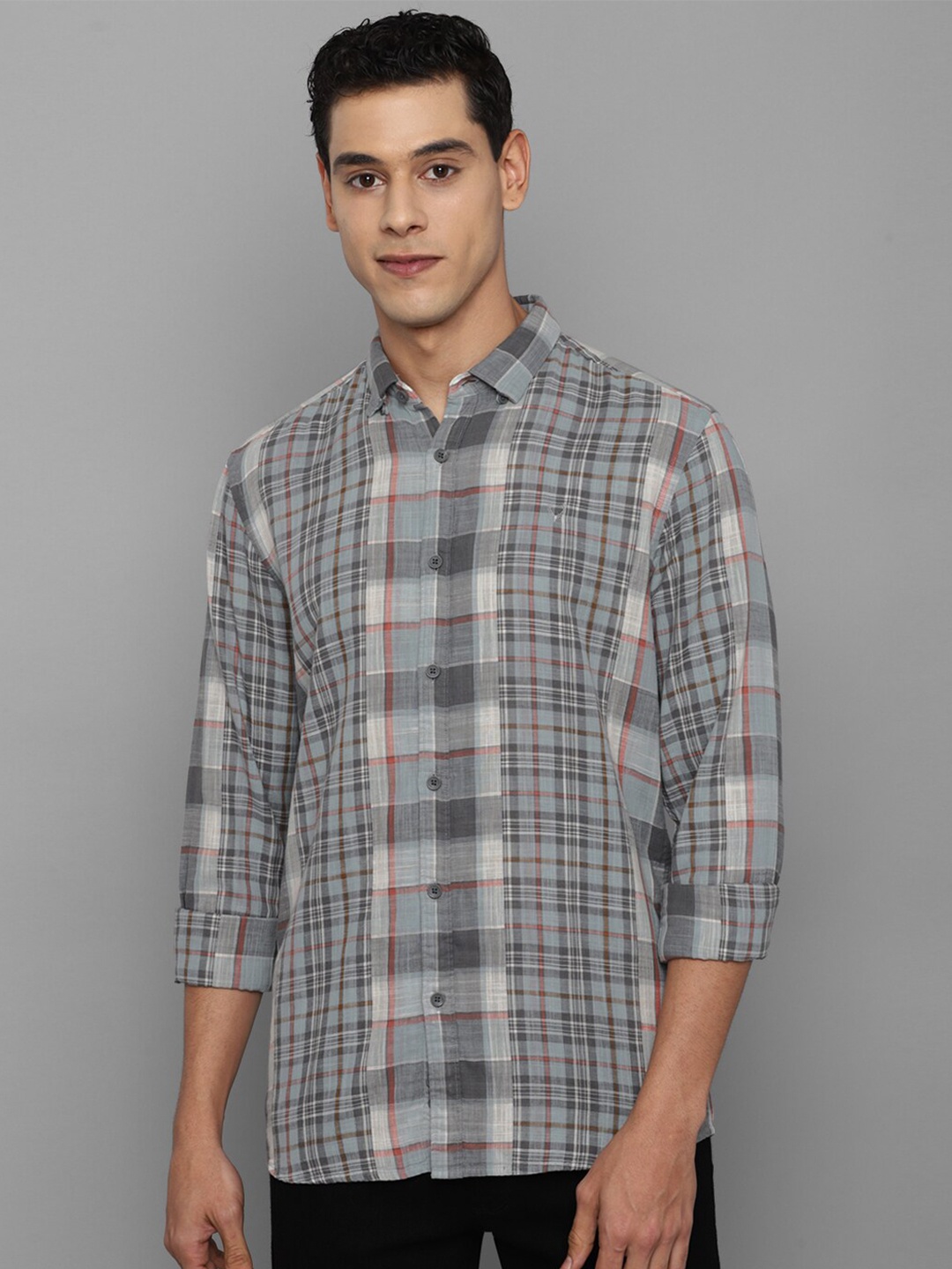 

Allen Solly Sport Men Grey Tartan Checks Pure Cotton Casual Shirt