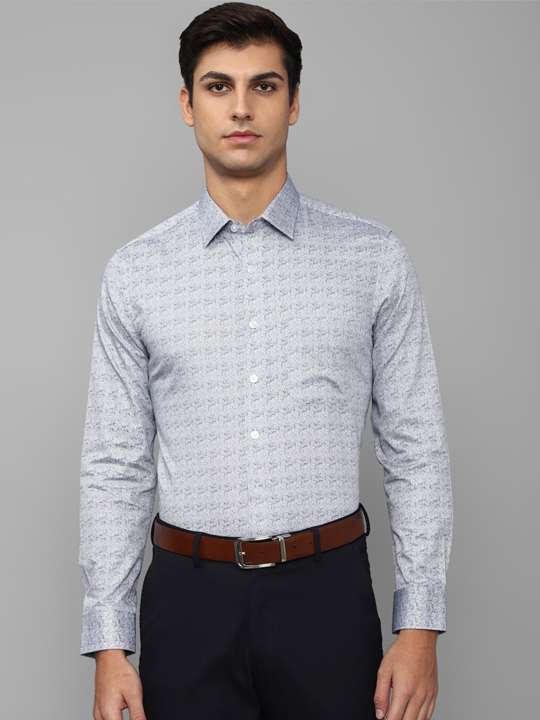 

Louis Philippe Men Pure Cotton Slim Fit Abstract Printed Formal Shirt, Grey