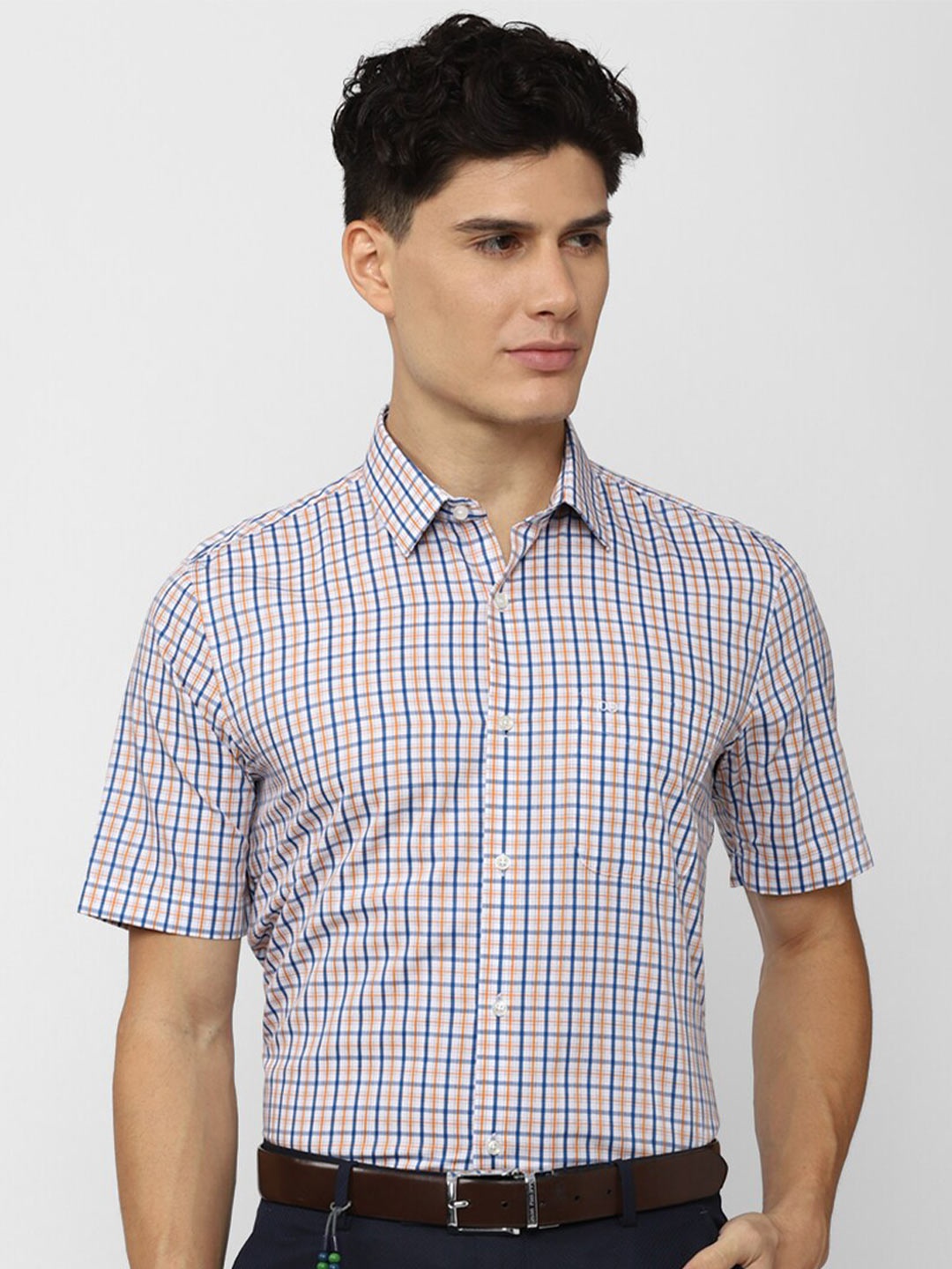 

Peter England Men Blue Checked Formal Shirt