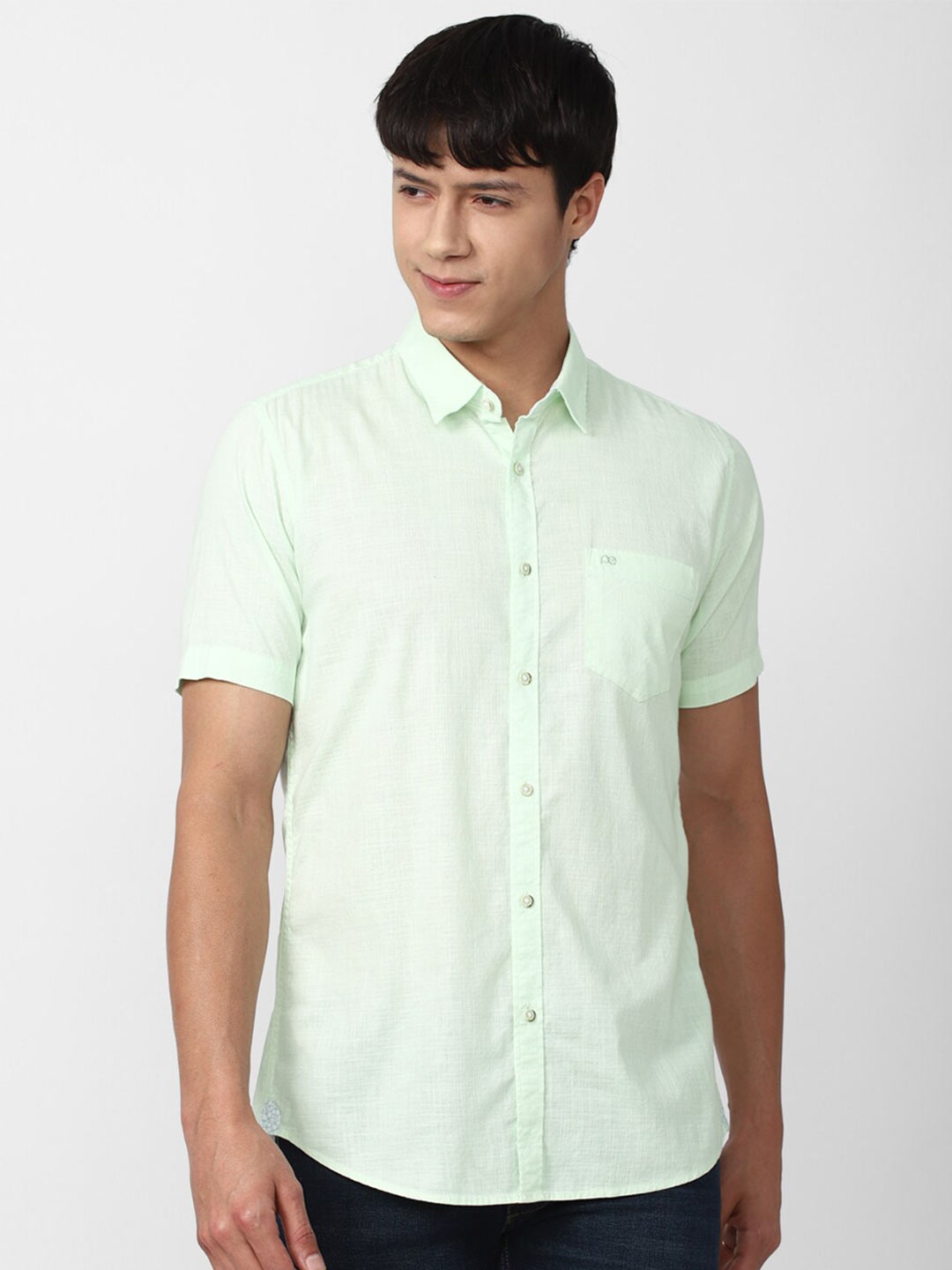 

Peter England Casuals Men Green Slim Fit Pure Cotton Casual Shirt