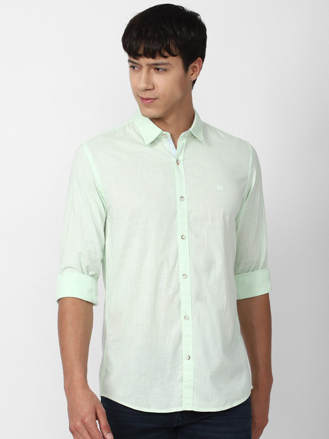 

Peter England Casuals Men Green Slim Fit Casual Shirt