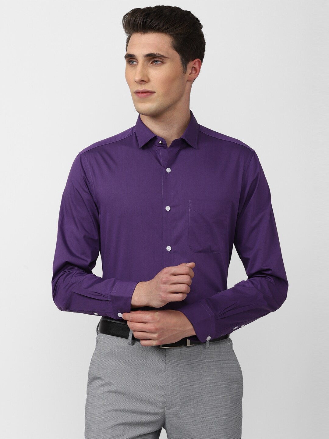 

Peter England Elite Men Purple Pure Cotton Formal Shirt
