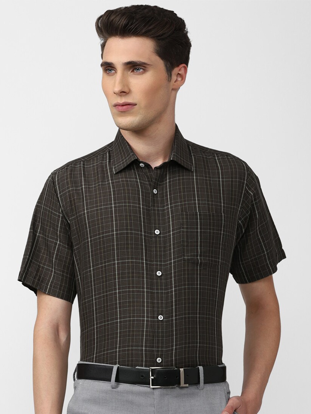 

Van Heusen Men Checked Formal Shirt, Brown
