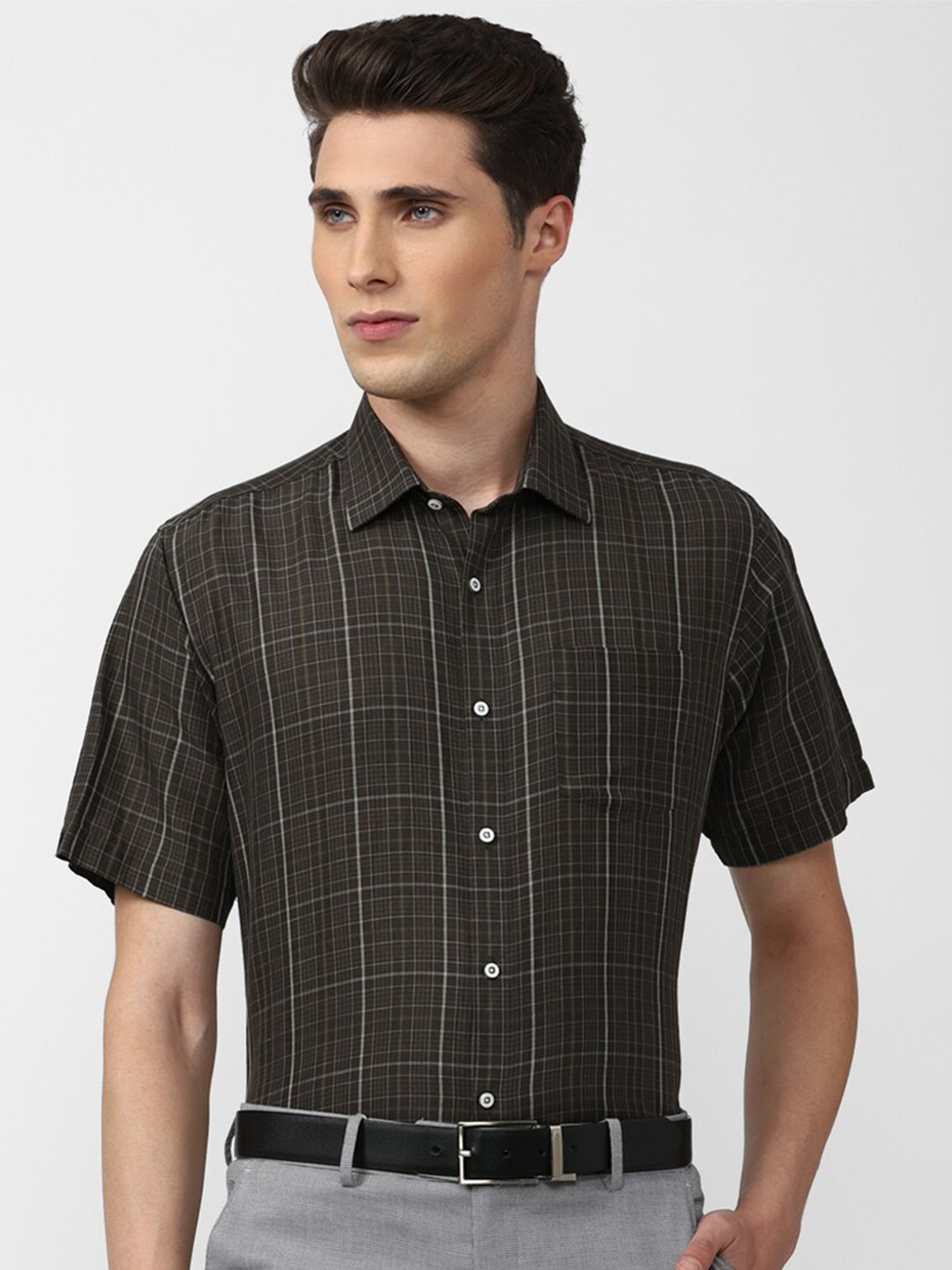

Van Heusen Men Checked Formal Shirt, Brown