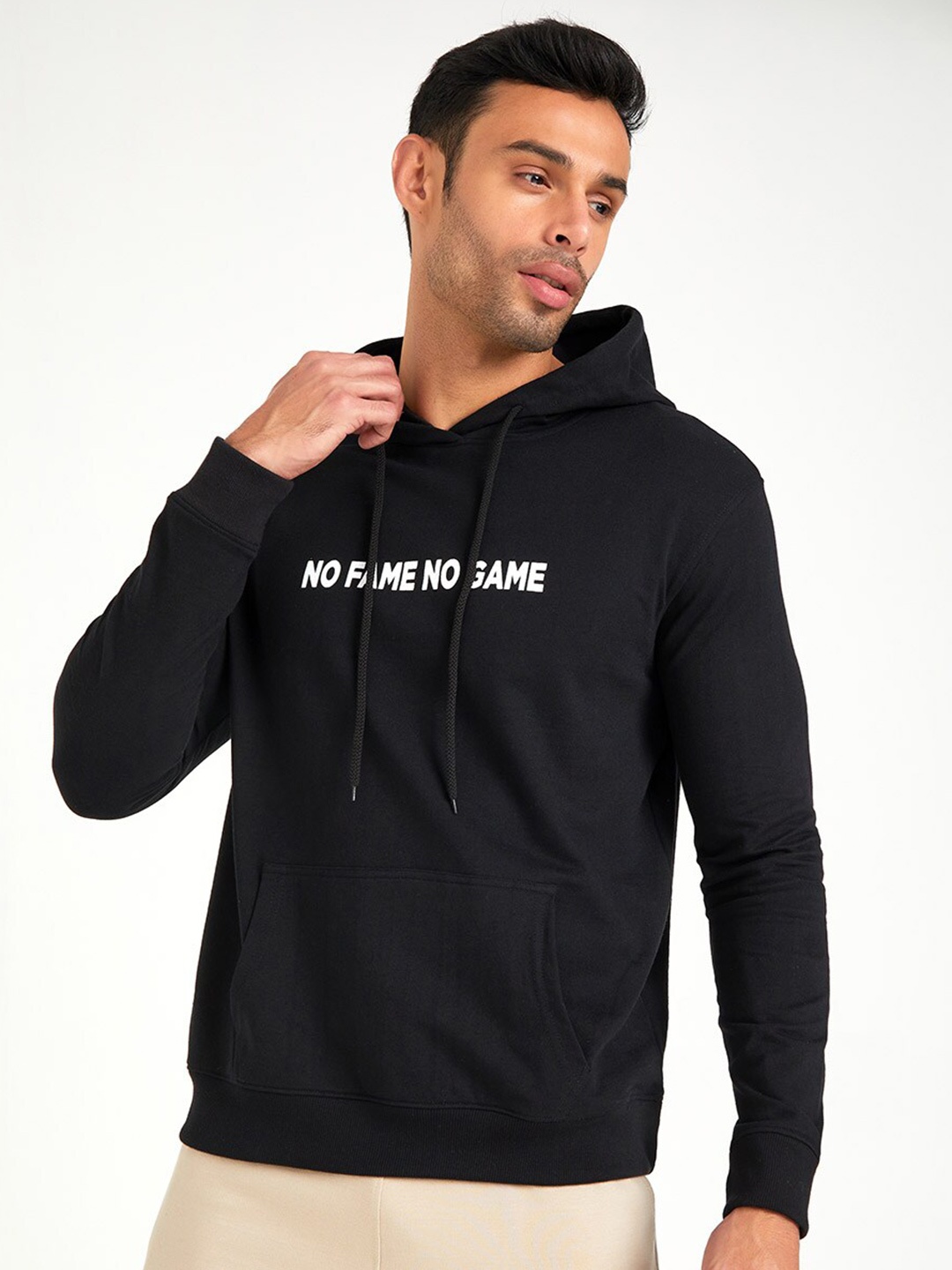 

Styli No Fame Printed Boxy Hoodie, Black