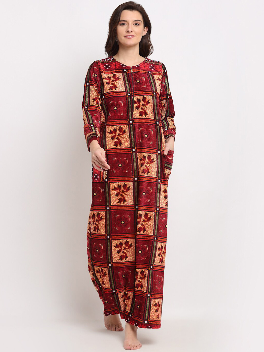 

GRACIT Multicoloured Printed Maxi Nightdress, Multi