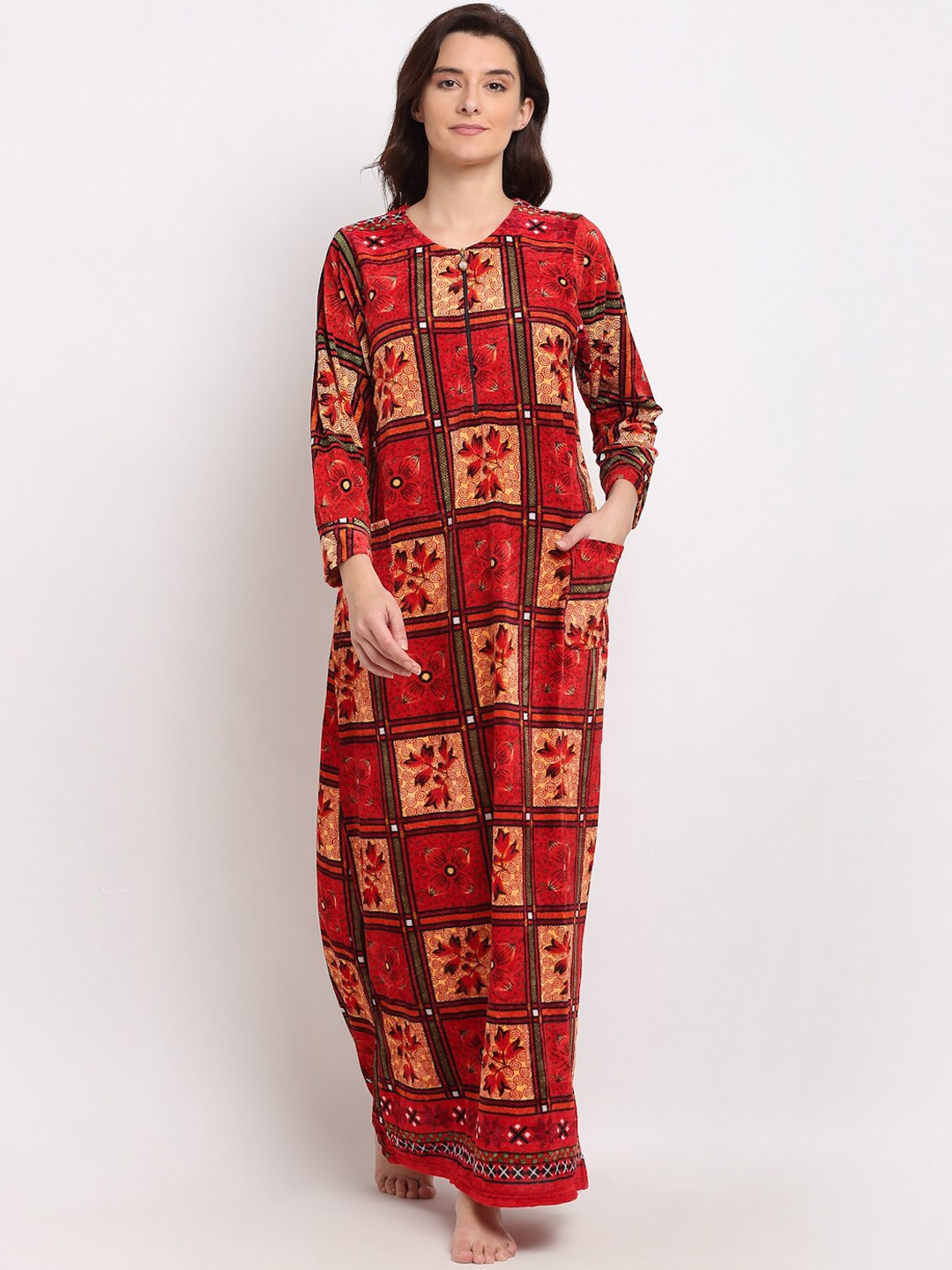 

GRACIT Multicoloured Printed Maxi Nightdress, Multi