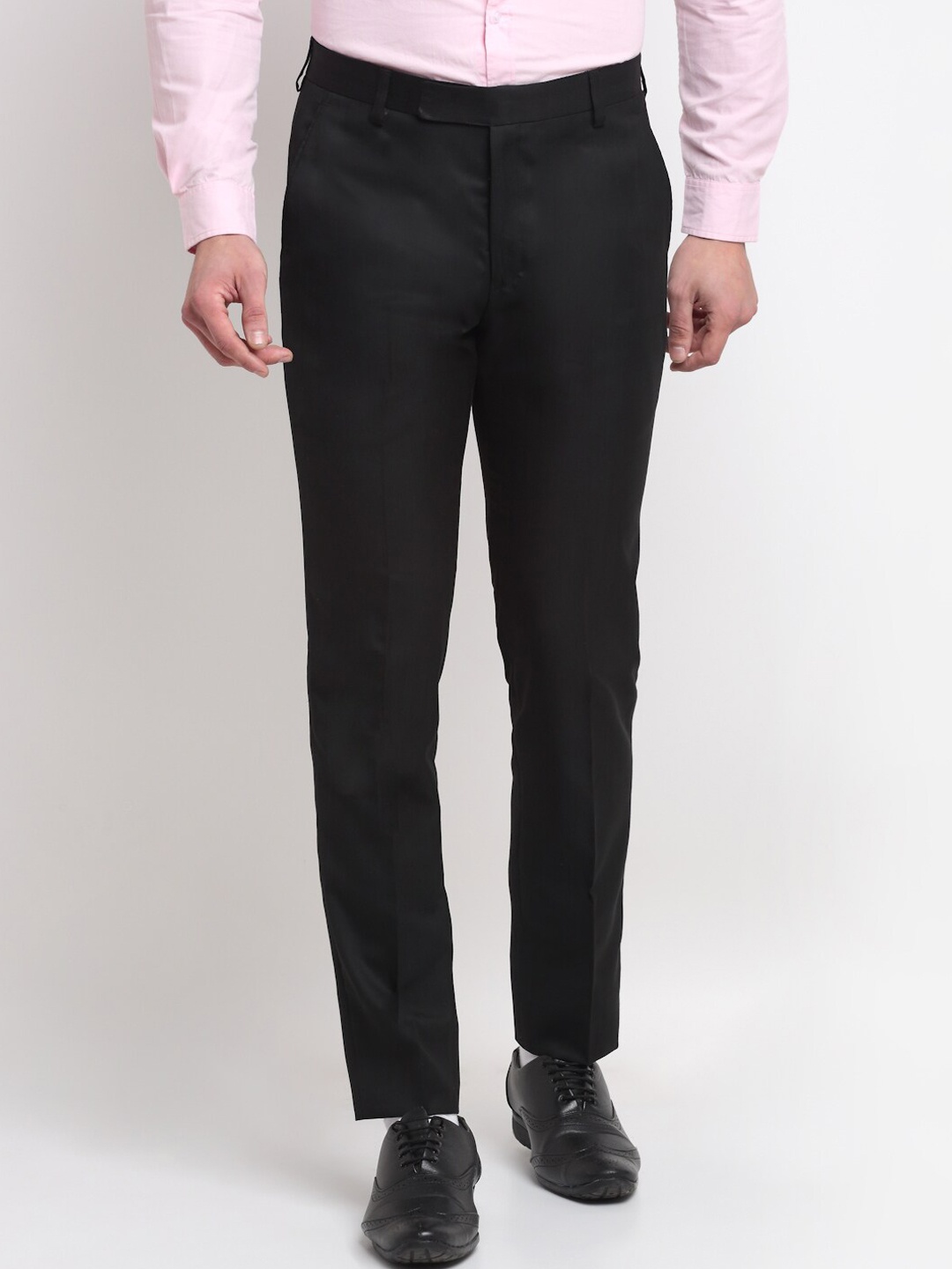 

Ennoble Men Black Smart Slim Fit Wrinkle Free Trousers