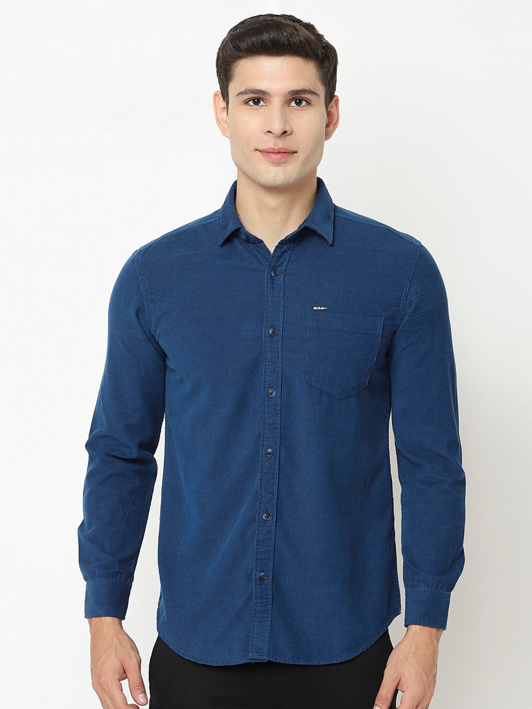 

Blue Buddha Men Blue Cotton Casual Shirt