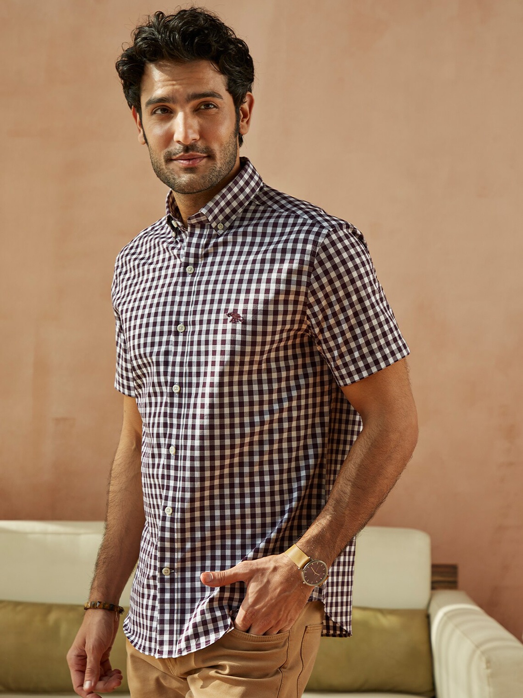 

Andamen Men Purple & White Checked Casual Shirt