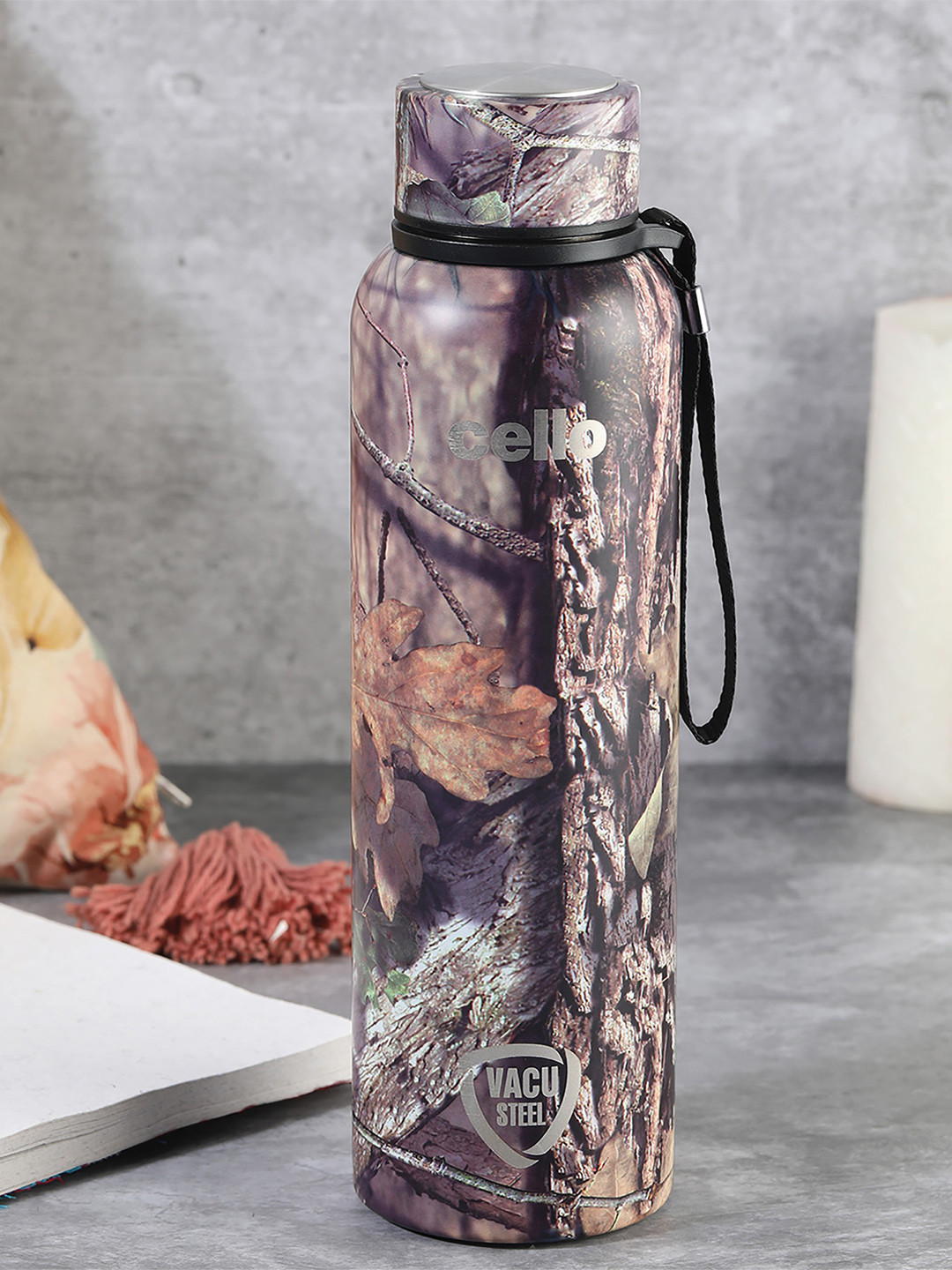 

Cello Purple & Brown Printed Duro Tuff Steel Series Deezee Kent Water Bottle 900 ml