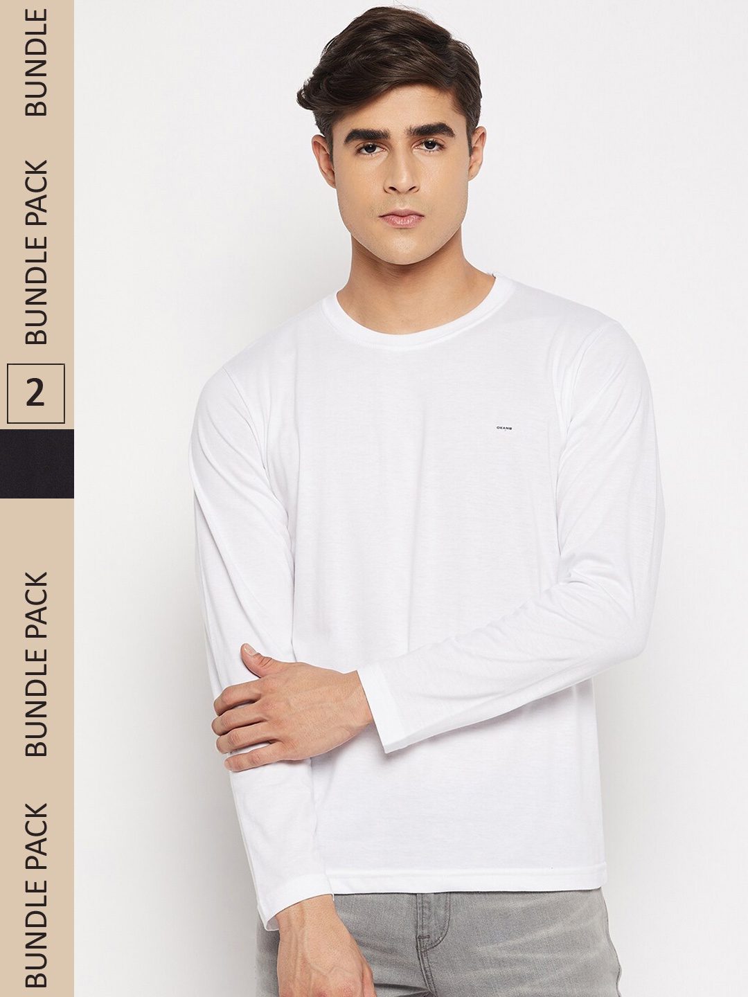

Okane Men Black & White Pack Of 2 T-shirt