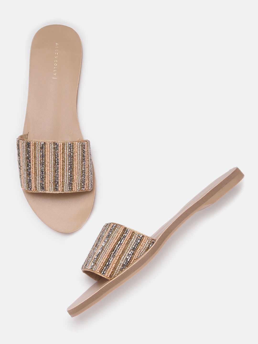 

Allen Solly Women Beige & Grey Embellished Open Toe Flats