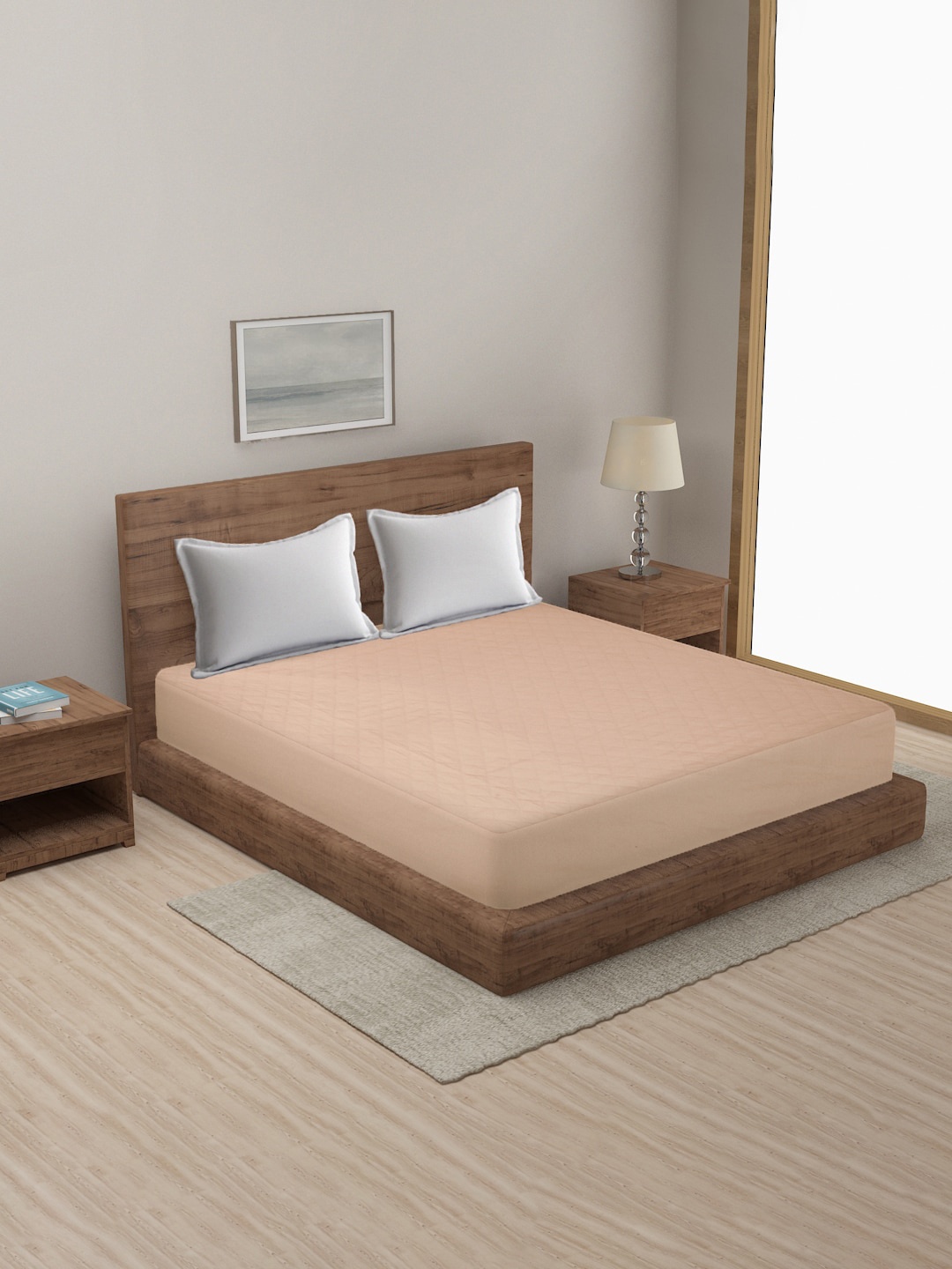 

MULTITEX Beige Colored Solid Cotton King Size Mattress Protector