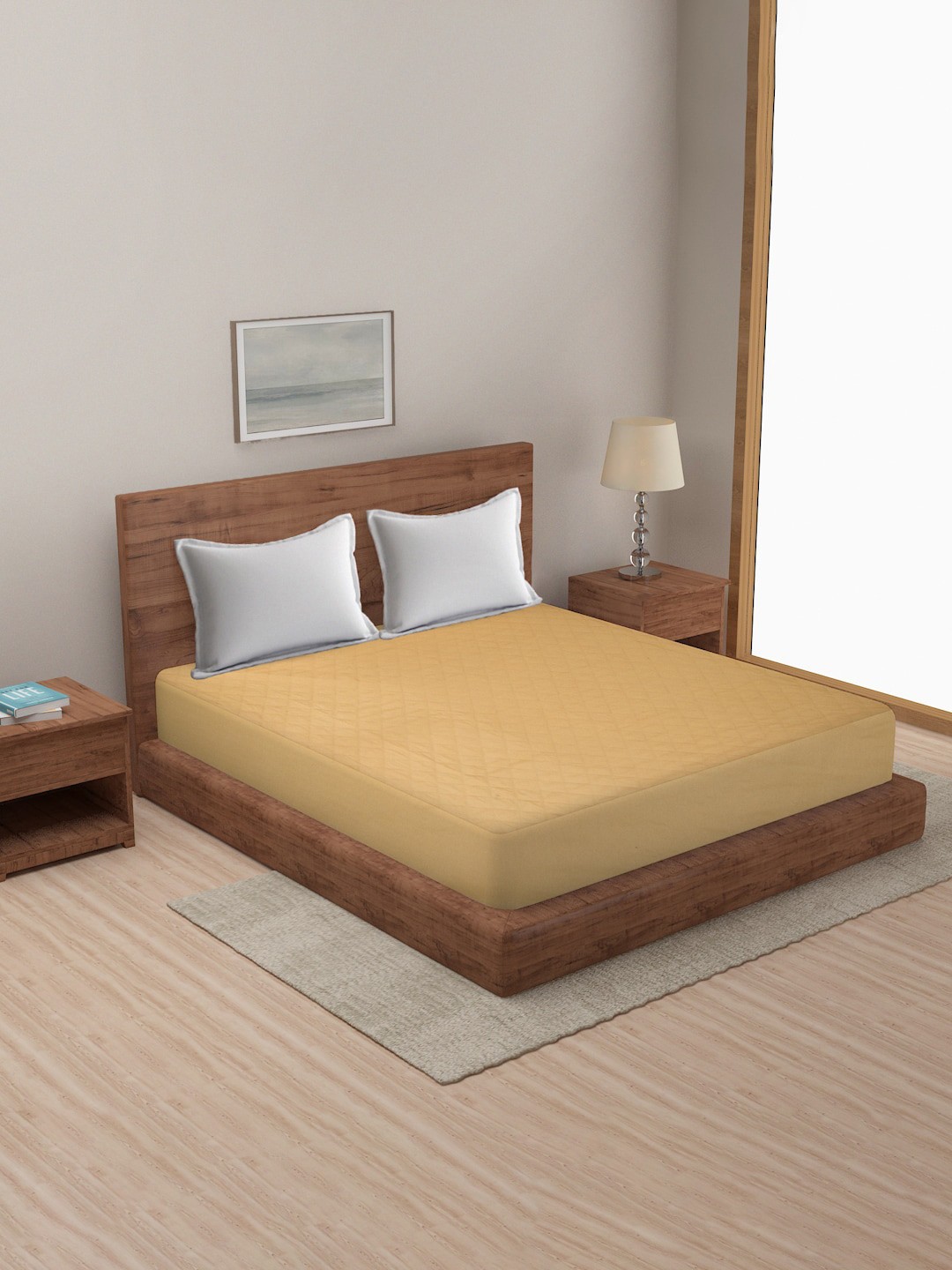 

MULTITEX Golden Solid Waterproof King Size Mattress Protector, Gold