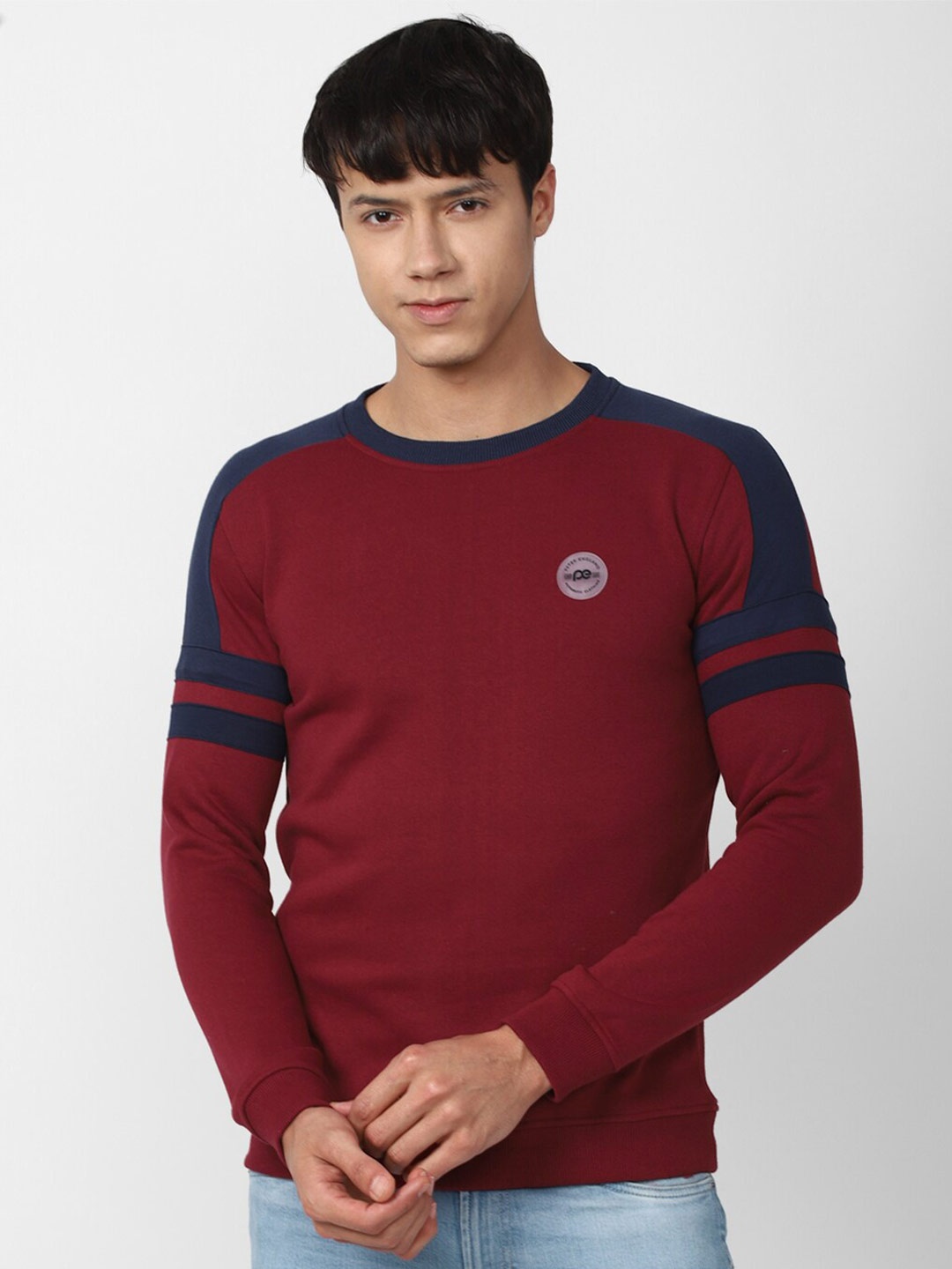 

Peter England Casuals Men Maroon Solid Sweatshirt