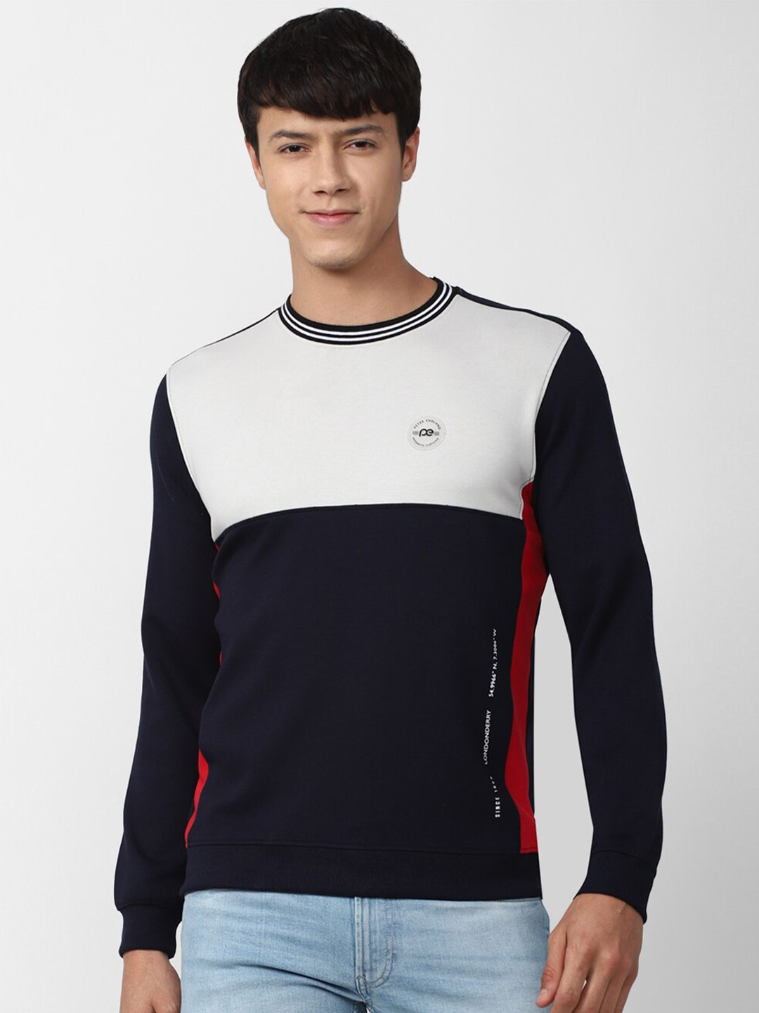 

Peter England Casuals Men Navy Blue Colourblocked Sweatshirt