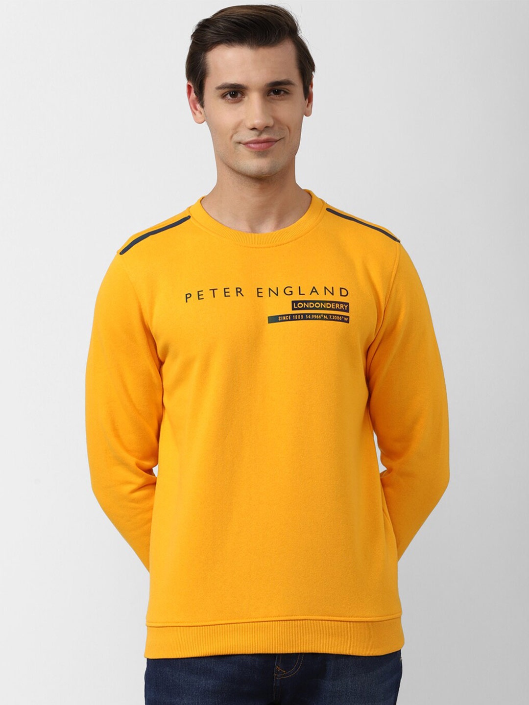

Peter England Casuals Typography Printed Pullover Sweatshirt, Yellow