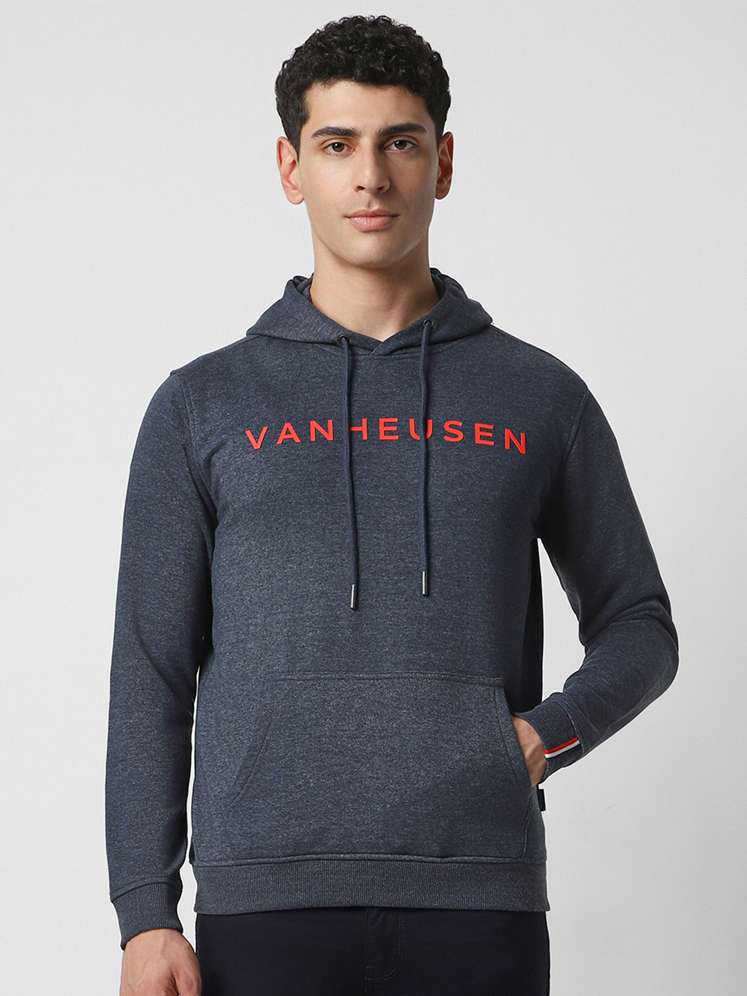 

Van Heusen Sport Men Navy Blue Printed Hooded Sweatshirt