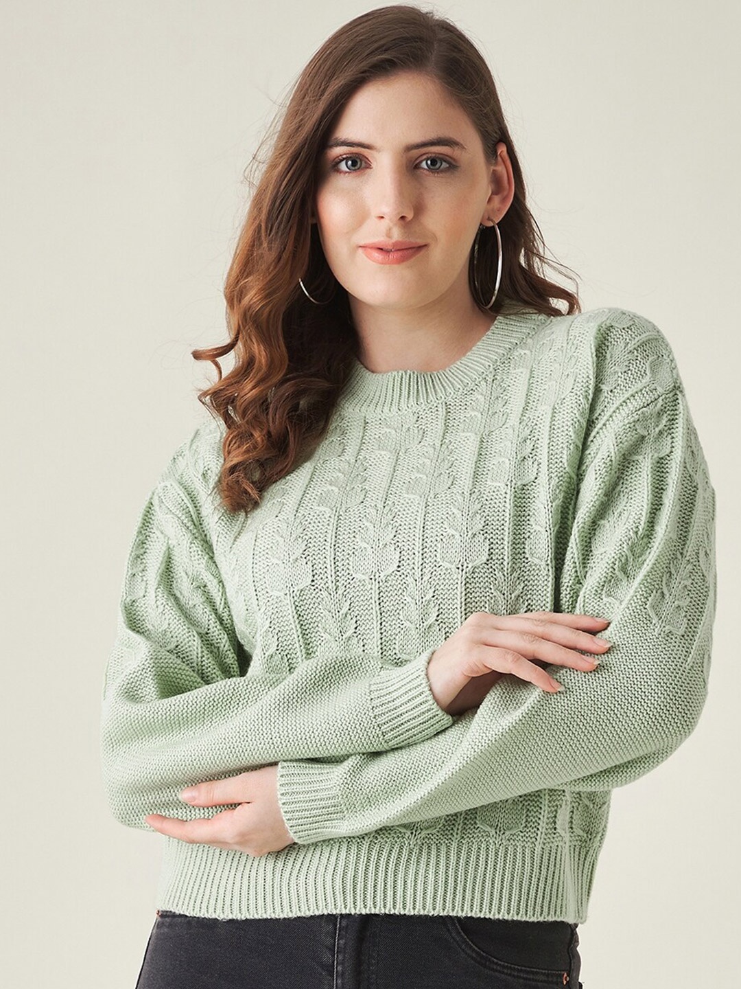 

Modeve Women Green Floral Pullover