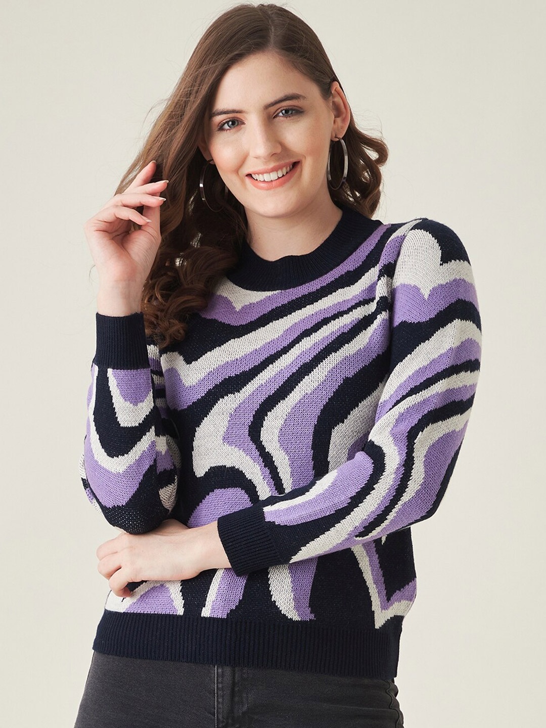 

Modeve Women Purple & Black Pullover