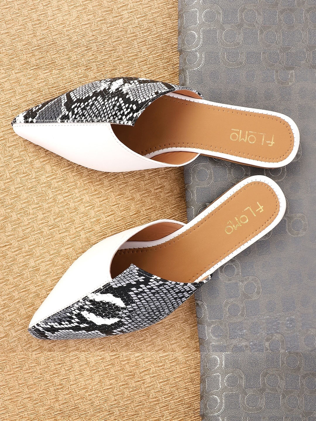 

FLOMO Women White Mules Flats