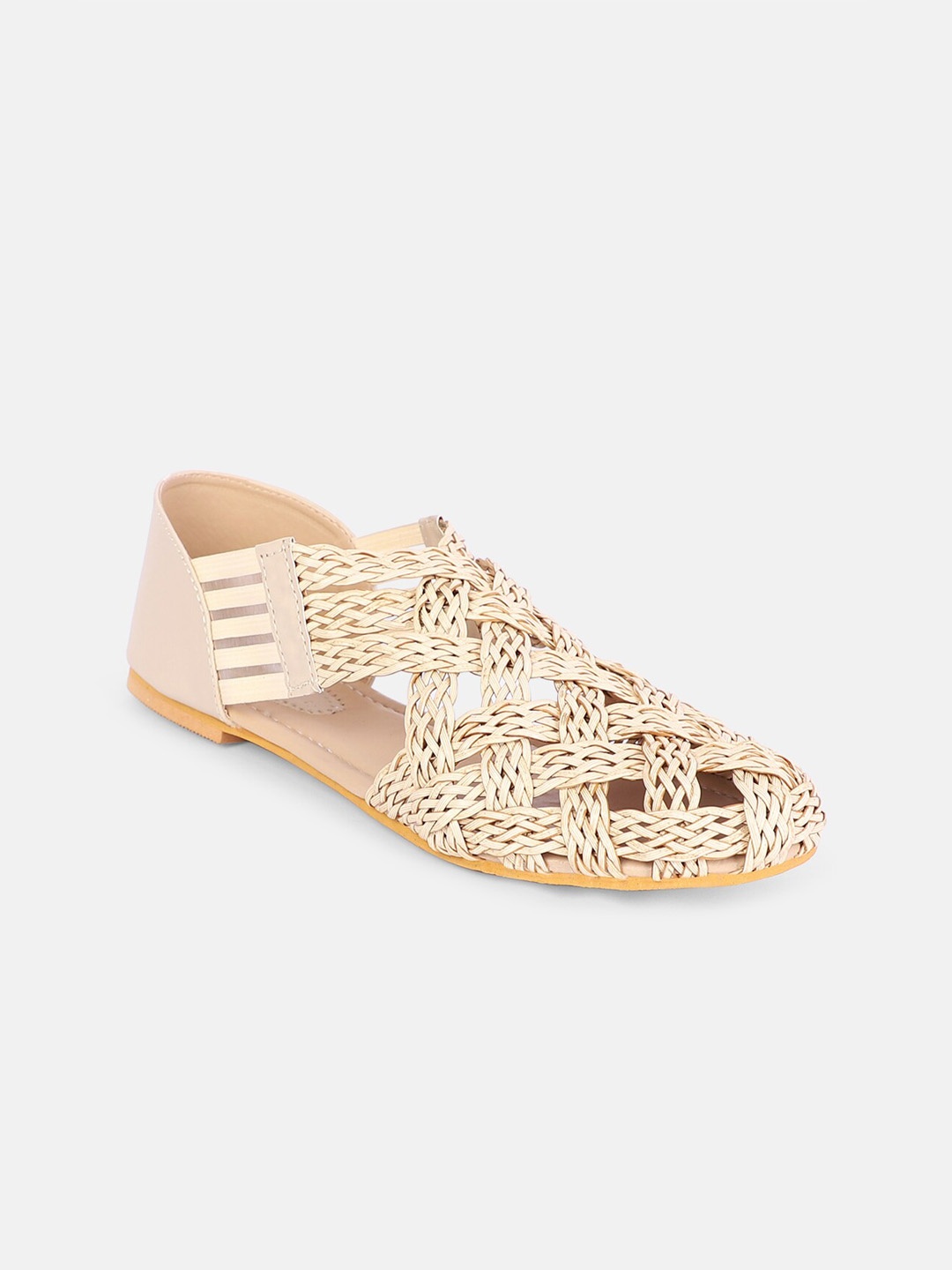 

FLOMO Women Cream-Coloured Open Toe Flats with Laser Cuts