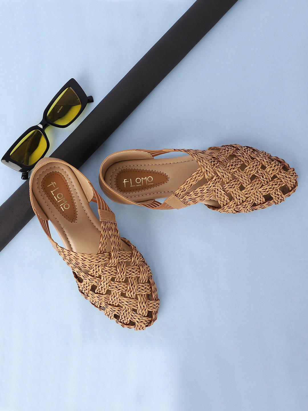 

FLOMO Women Beige Textured Mules Flats