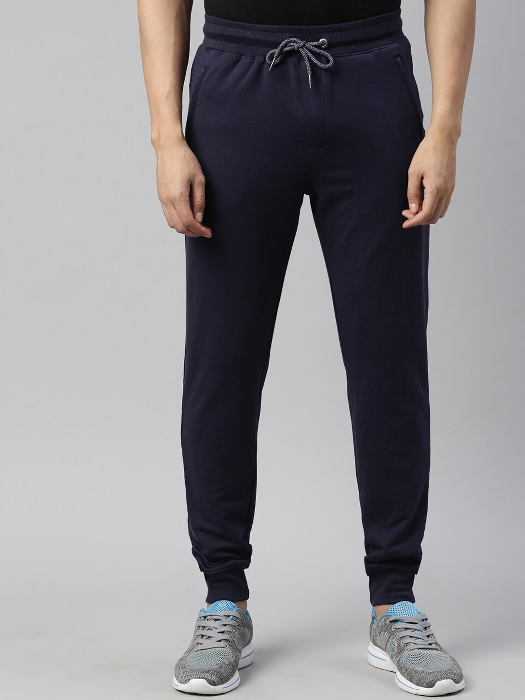 

Bitz Men Navy Blue Solid Slim-Fit Cotton Joggers