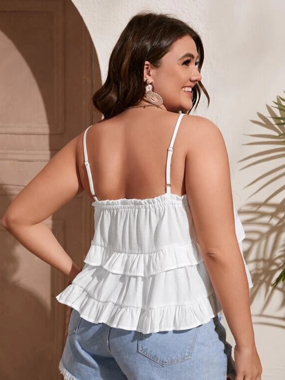 

La Aimee White Layered A-Line Crop Top