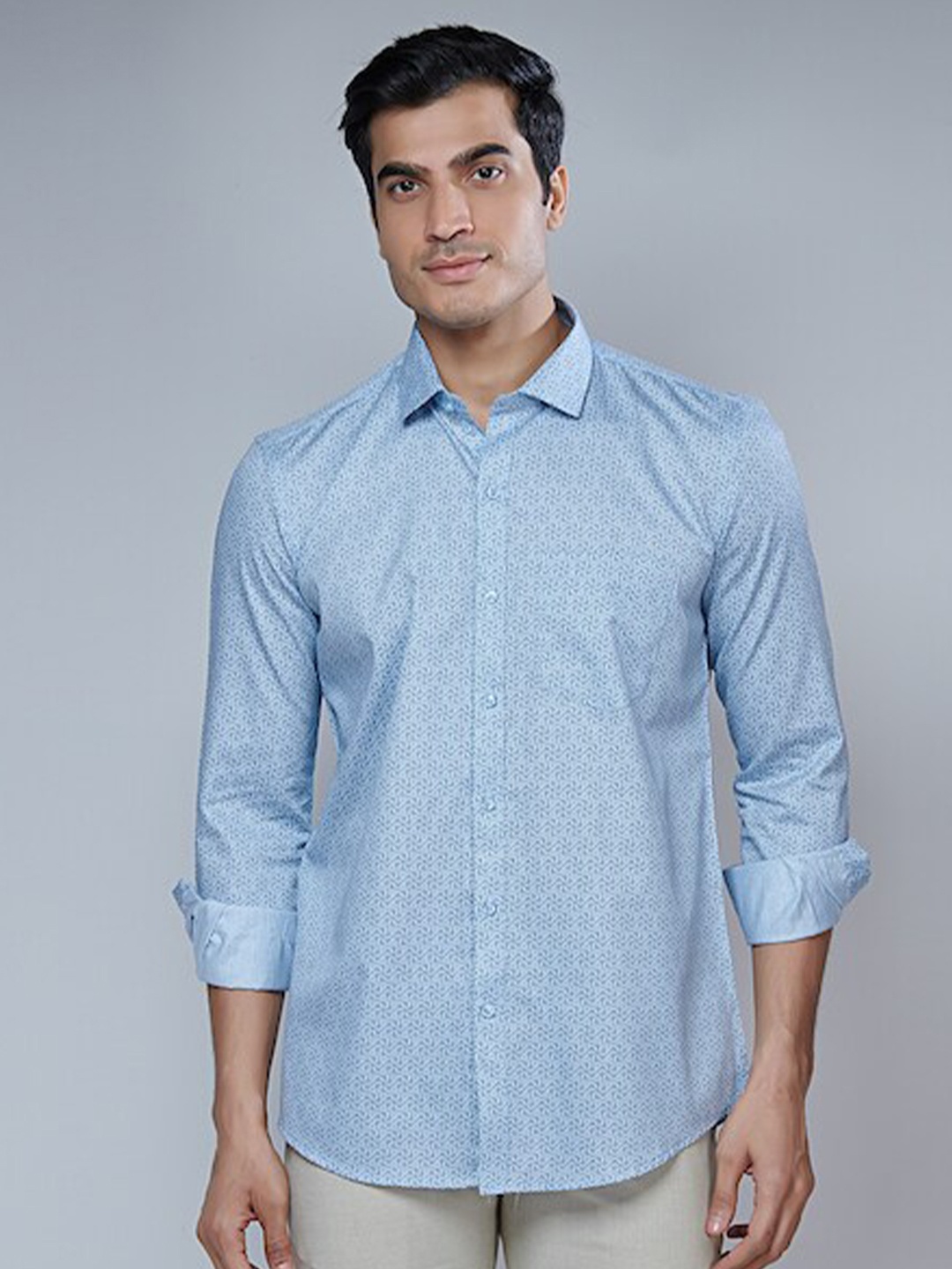 

MARK & ALBERT Men Classic Slim Fit Floral Printed Cotton Casual Shirt, Blue