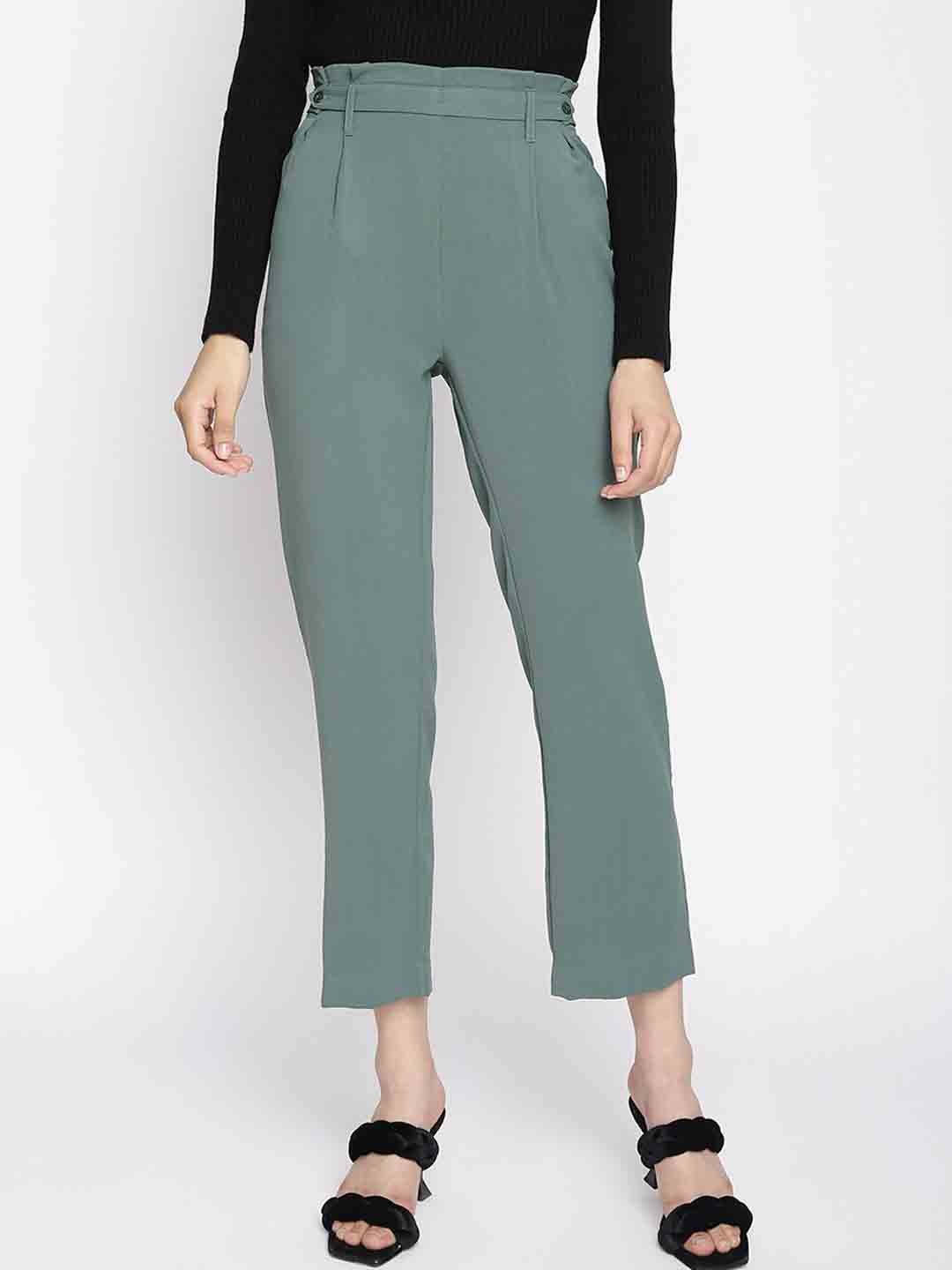 

Latin Quarters Women Green Pleated Trousers
