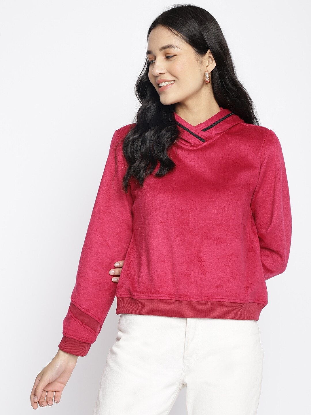 

Latin Quarters Women Red Hooded Sweatshirt