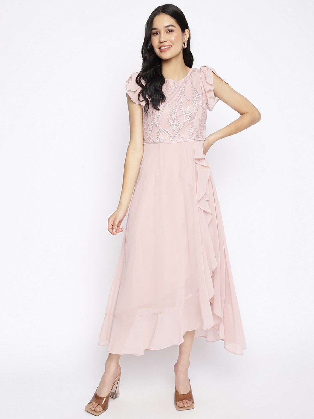 

Latin Quarters Pink Floral Embroidered Maxi Dress