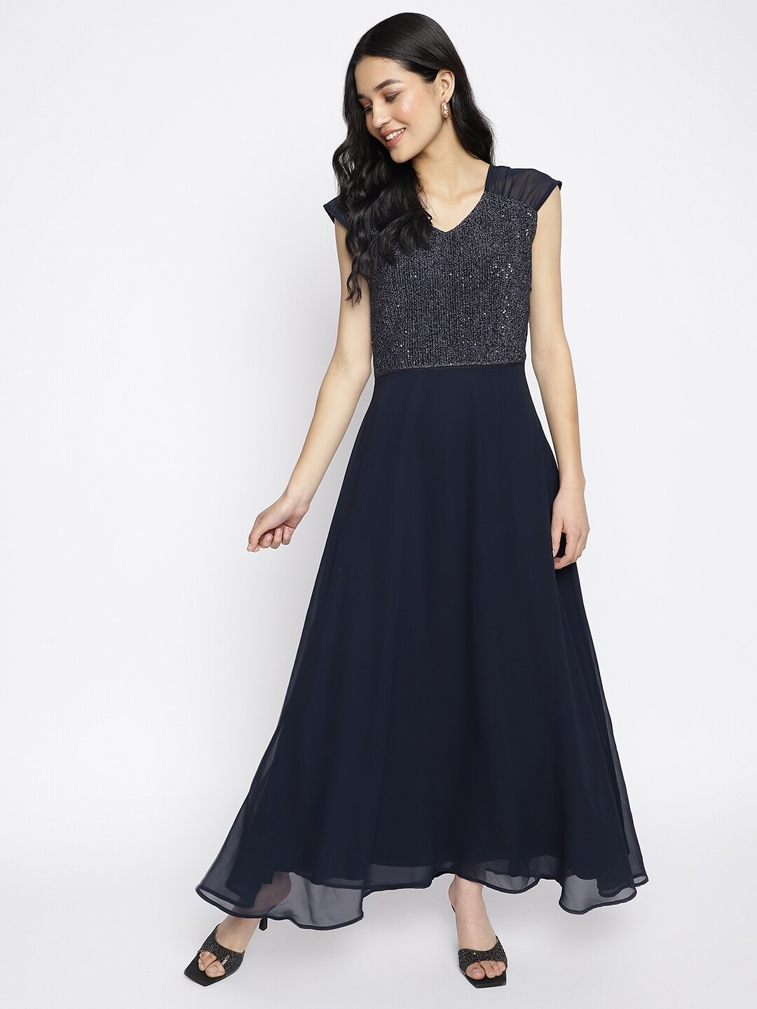 

Latin Quarters Navy Blue Embellished Maxi Dress