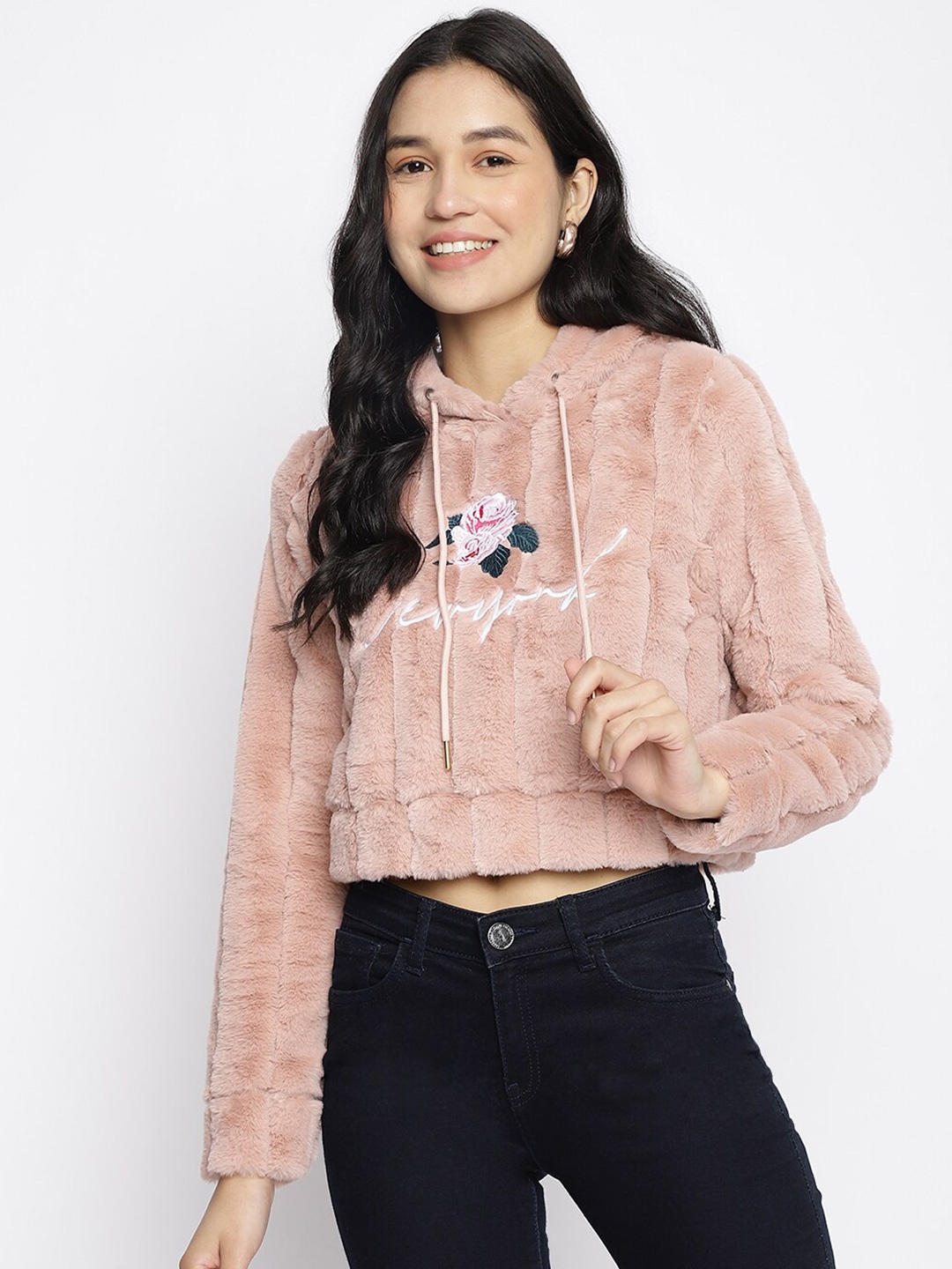 

Latin Quarters Women Pink Printed Hooded Sweatshirt