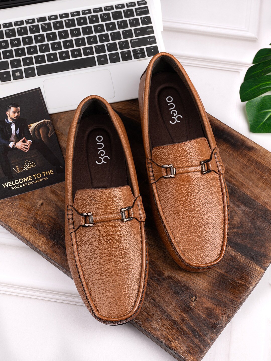 

One8 Men Tan Solid Formal Loafers