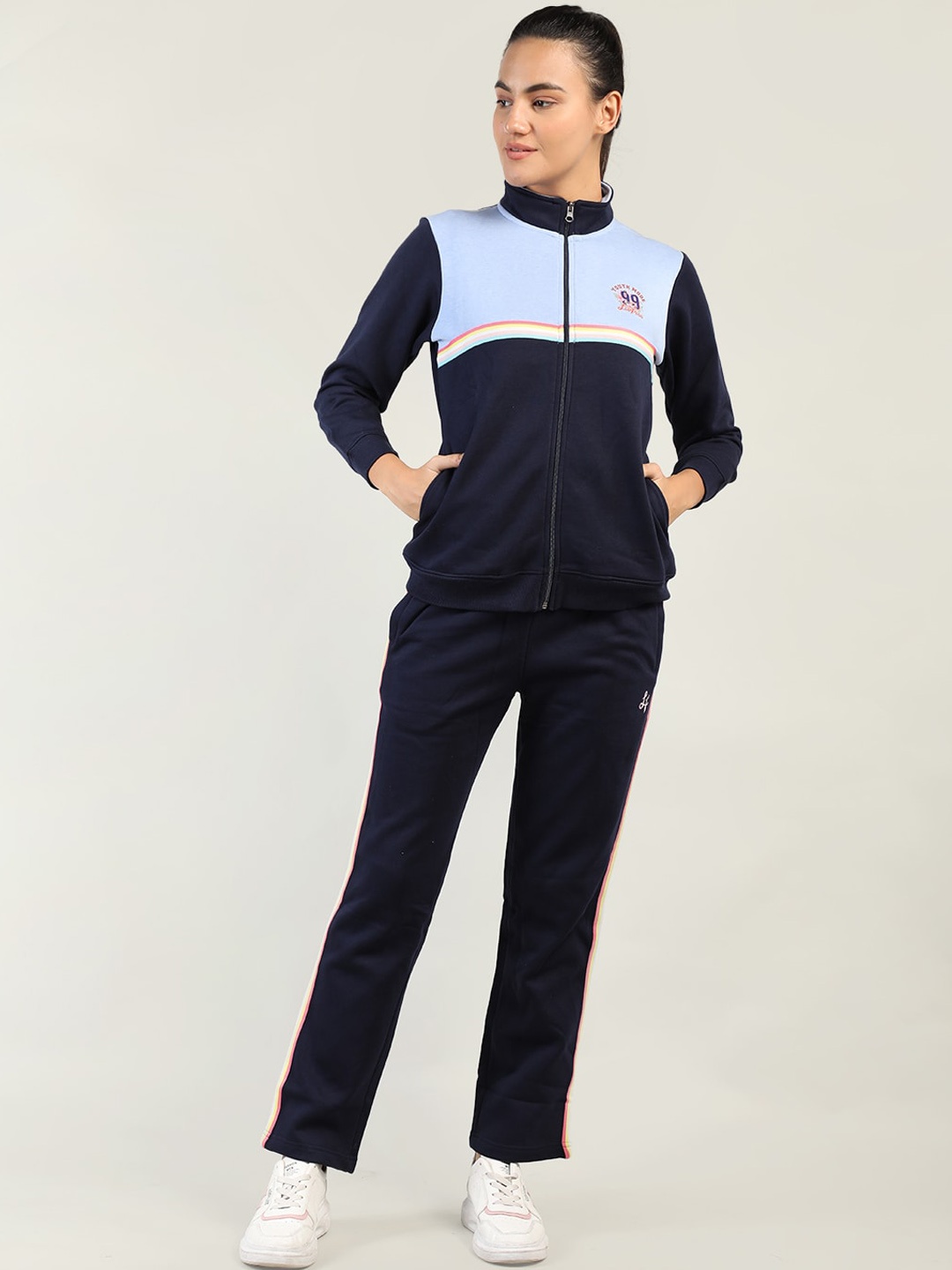 

NEVA Women Navy Blue & Blue Colour-Blocked Tracksuits