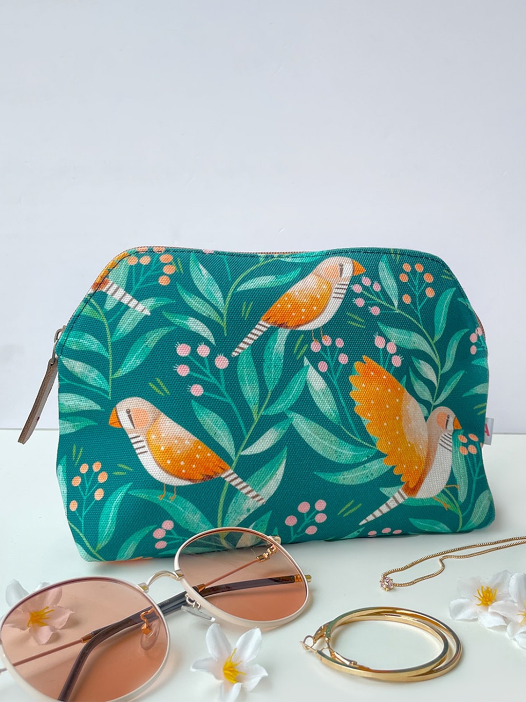 

happywagon Green & Brown Printed Travel Pouch