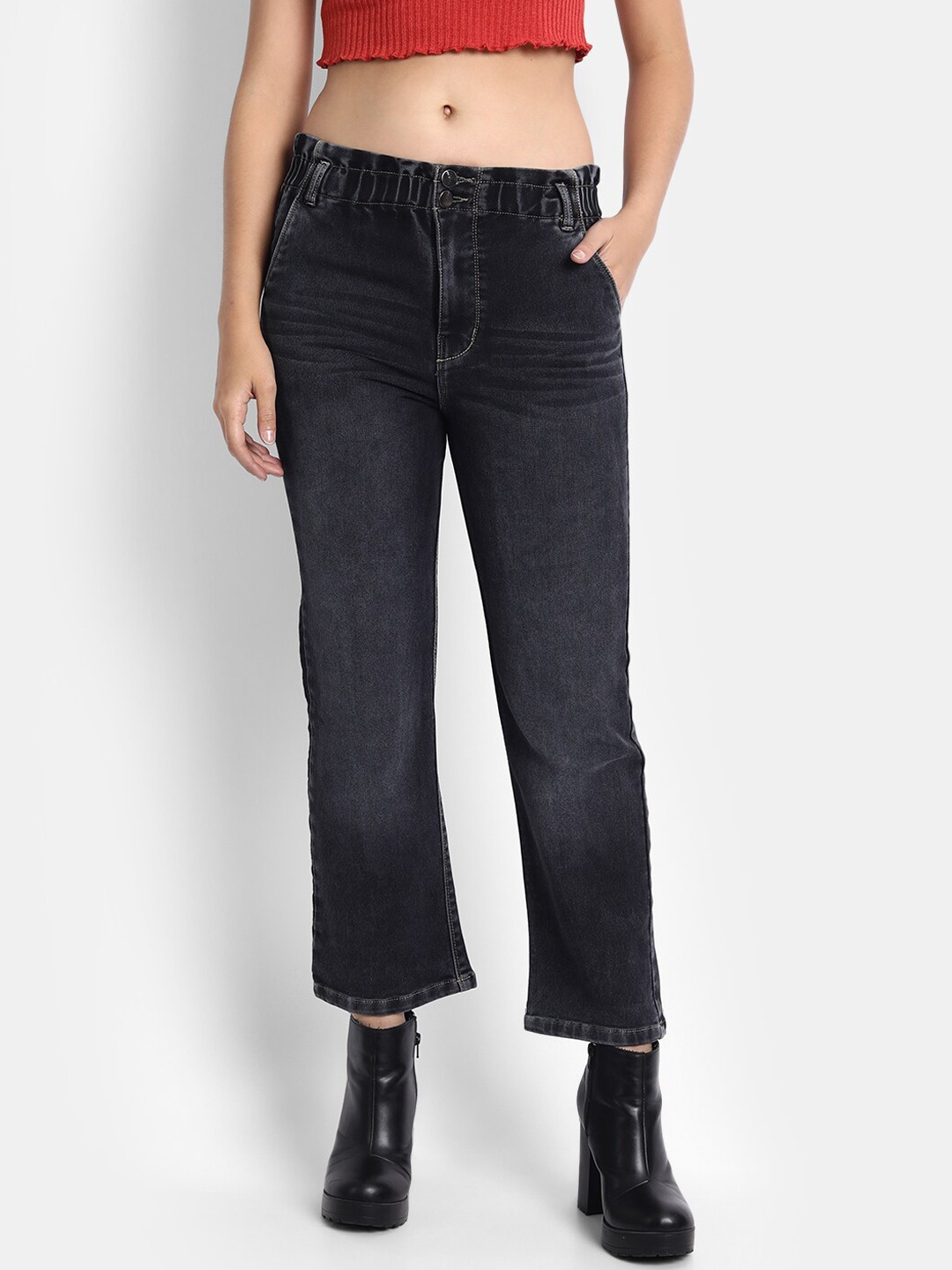 

BROADSTAR Women Black Slim Fit Light Fade Stretchable Cotton Jeans