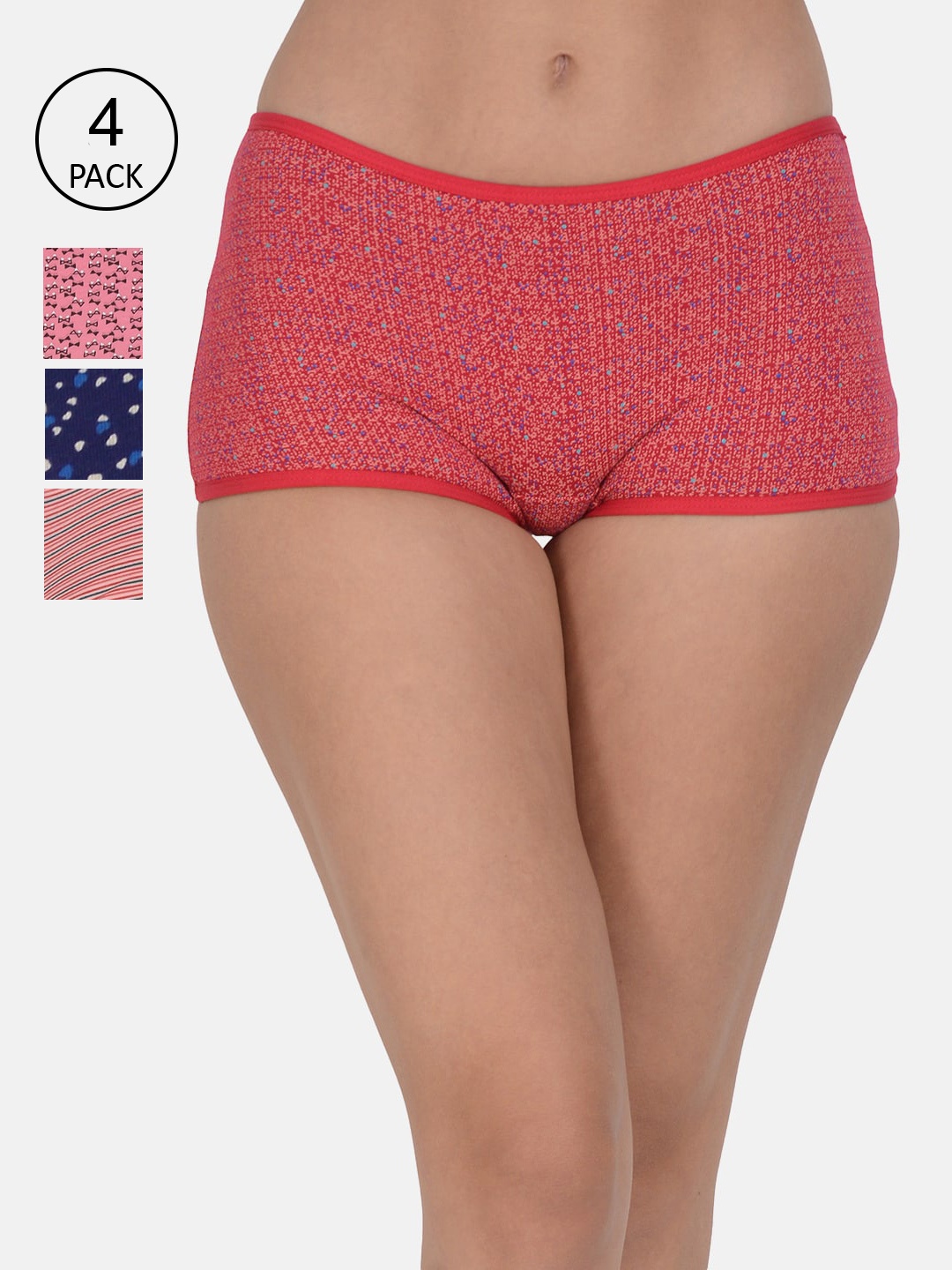 

Leading Lady Women Pack of 4 Printed Boy Shorts, Pink