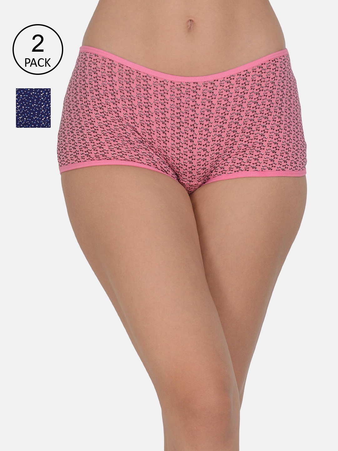 

Leading Lady Women Pack of 2 Pink & Blue Printed Boy Shorts Briefs