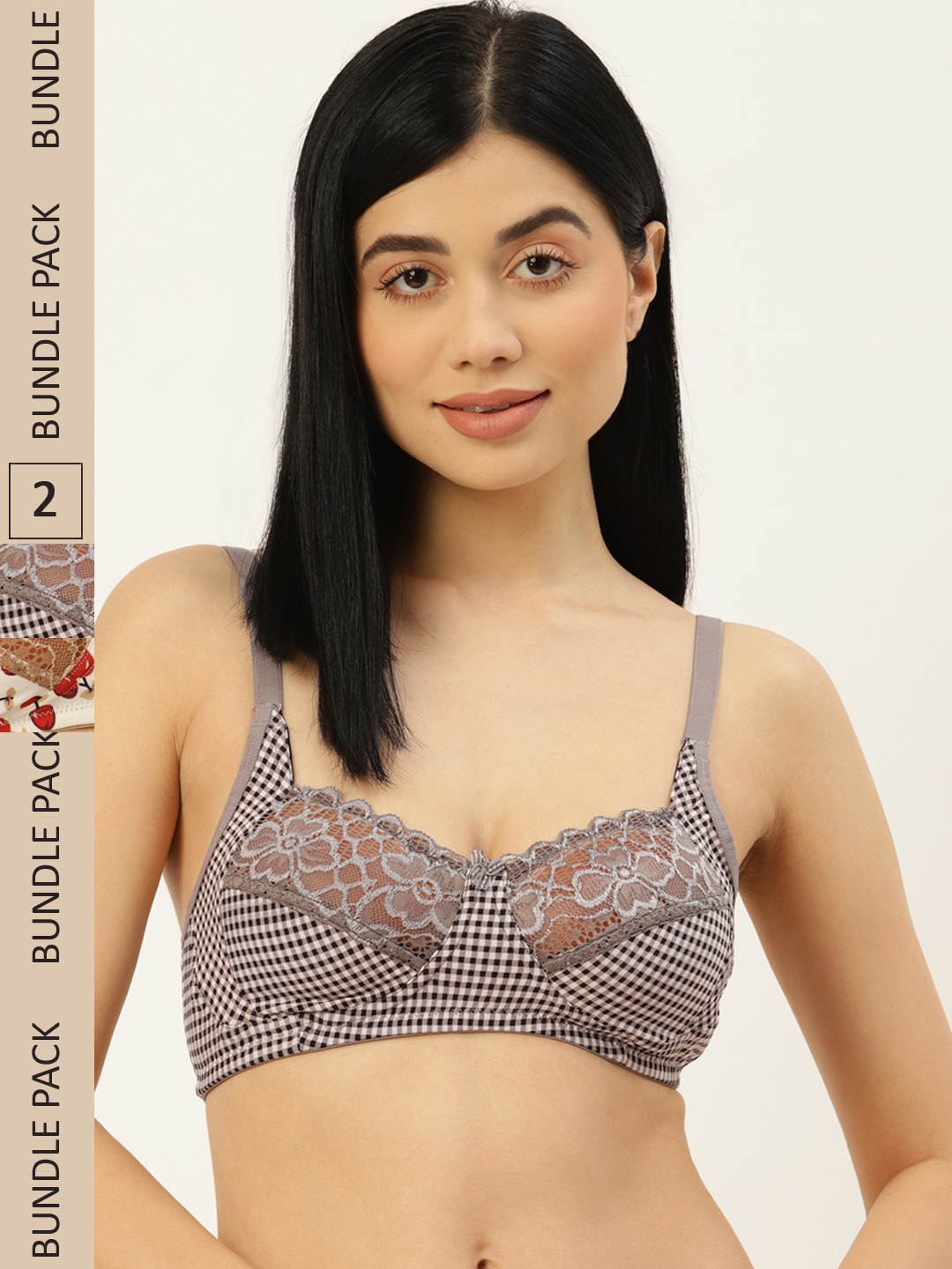 

Leading Lady Pack of 2 Grey & White Printed Everyday Bra