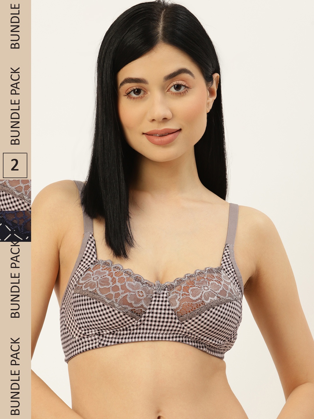 

Leading Lady Pack of 2 Grey & Navy Blue Printed Everyday Bra