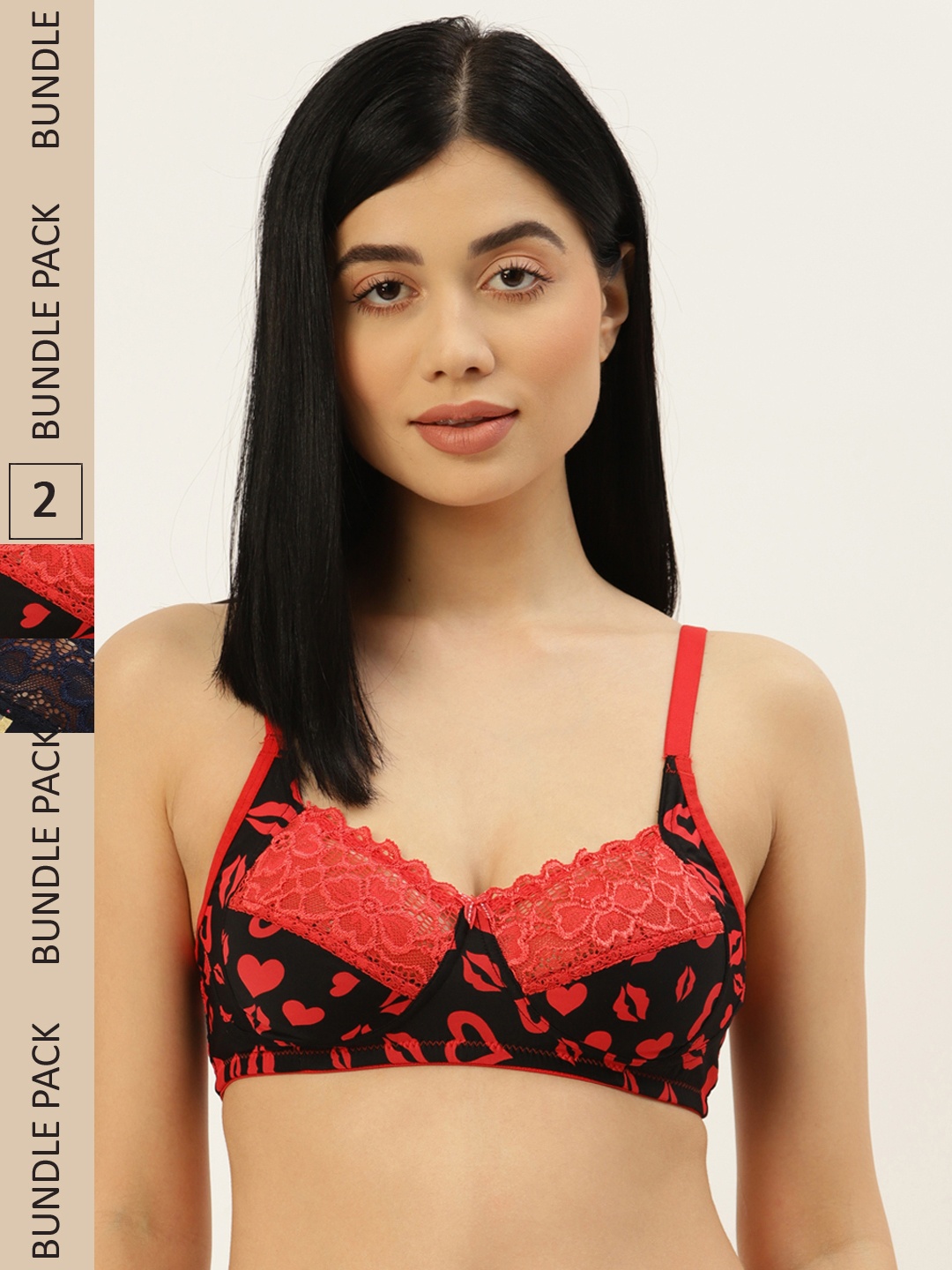 

Leading Lady Pack of 2 Black & Navy Blue Printed Everyday Bra